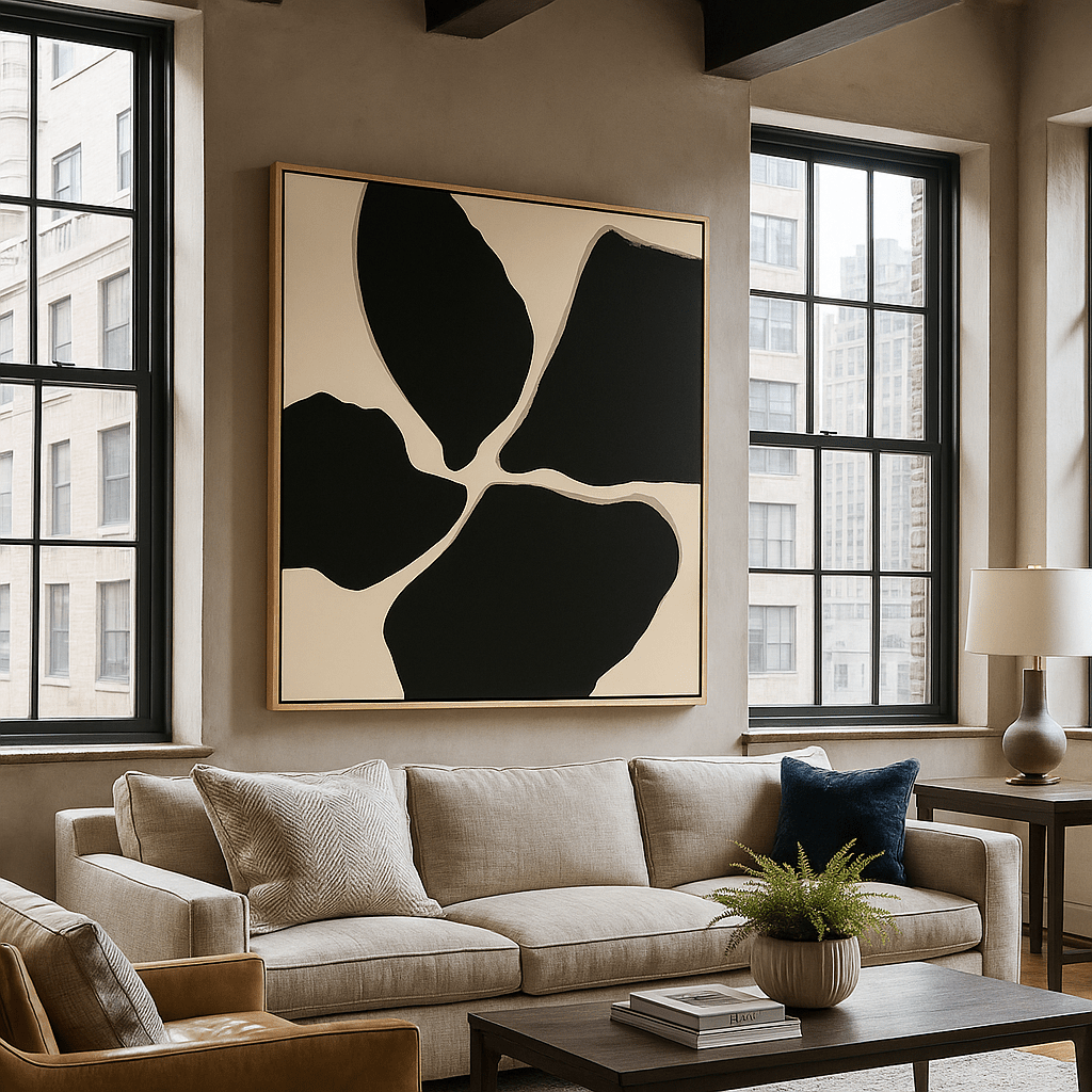 Canvas Print: Eclipse Flow - Modern Minimalist Black Abstract Canvas Print modern abstract canvas wall art by Rossetti Art – luxury interior design artwork for living room, bedroom, office – abstractnew canvas print art Chiara Rossetti