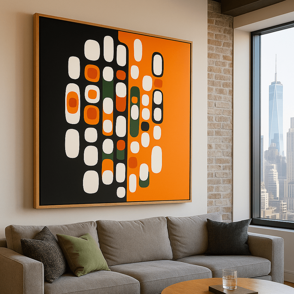 Canvas Print: Eclipse Rhythm - Mid - Century Abstract Canvas Print | Modern Minimalist Wall Art modern abstract canvas wall art by Rossetti Art – luxury interior design artwork for living room, bedroom, office – abstractnew canvas print art Chiara Rossetti