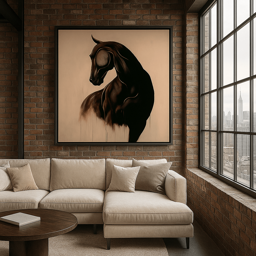 Canvas Print: Eclipse Stallion – Abstract Horse Canvas Print | Modern Fine Art by Chiara Rossetti modern abstract canvas wall art by Rossetti Art – luxury interior design artwork for living room, bedroom, office – abstract wall art contemporary wall design framed abstract canvas