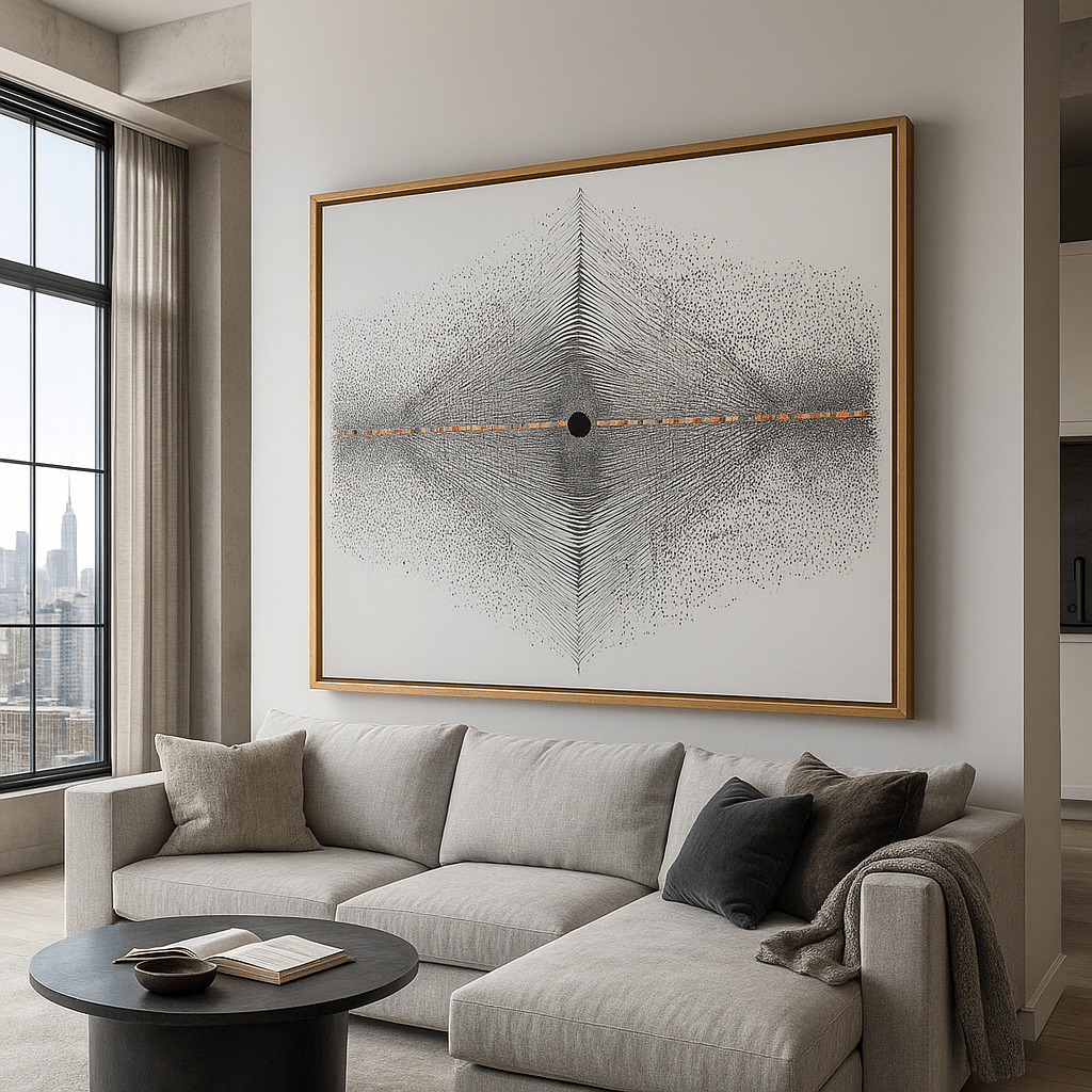 Canvas Print: Eclipse Symmetry – Modern Abstract Minimalist Canvas Print | Luxury Wall Art by Rossetti Art modern abstract canvas wall art by Rossetti Art – luxury interior design artwork for living room, bedroom, office – canvas print art Chiara Rossetti music