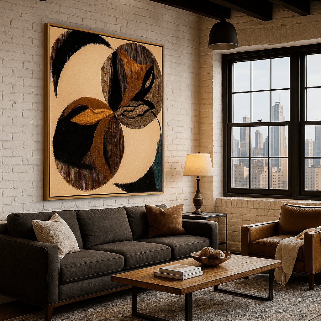 Canvas Print : Eclipsed Geometry" – Abstract Circle Canvas Art | Beige, Black & Brown Modern Decor - Chiara Rossetti