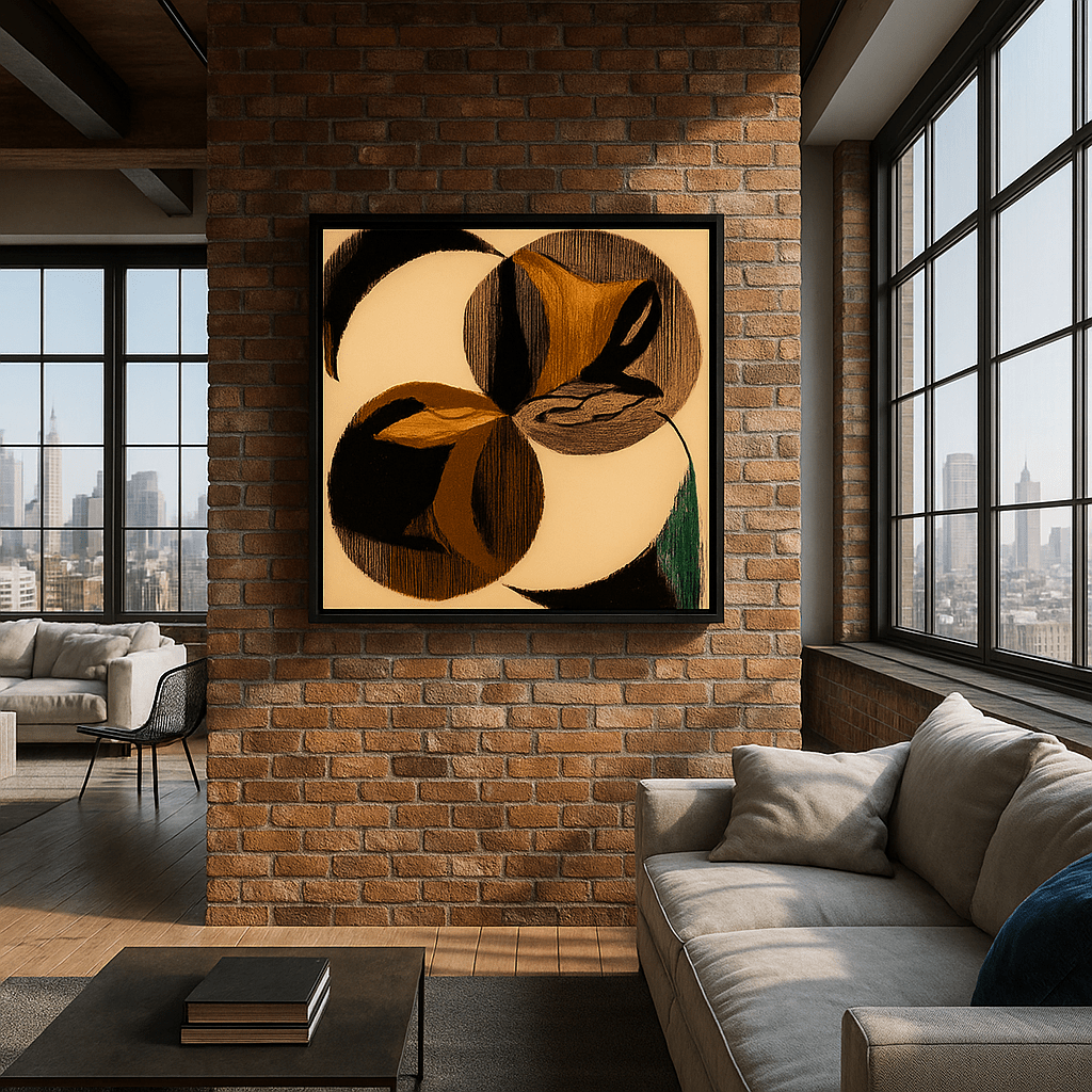 Canvas Print : Eclipsed Geometry" – Abstract Circle Canvas Art | Beige, Black & Brown Modern Decor - Chiara Rossetti