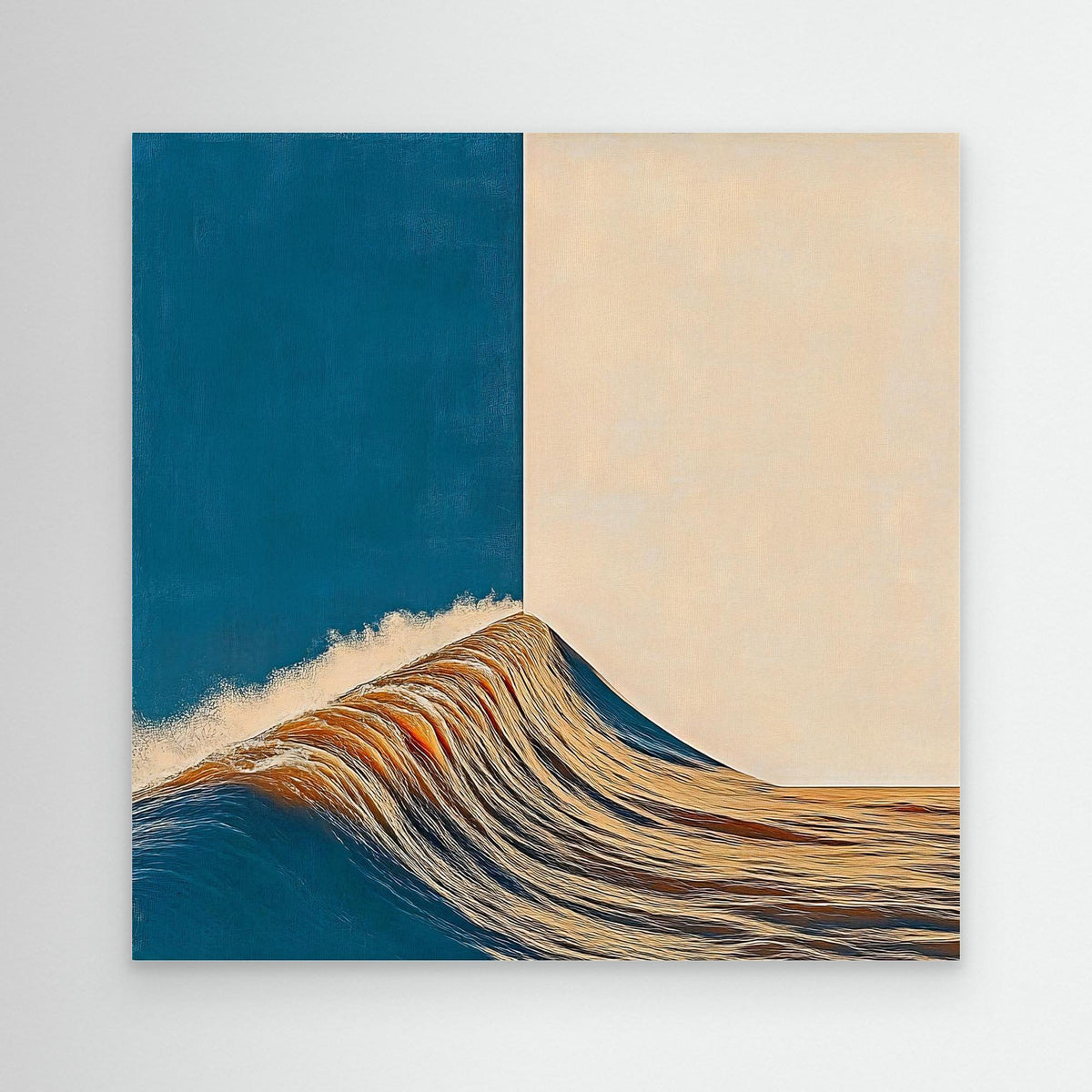 Canvas Print: Edge of Flow – Minimalist Surreal Wave Art modern abstract canvas wall art by Rossetti Art – luxury interior design artwork for living room, bedroom, office – Fluid Motion Art Geometric Abstract Art Minimalist Wave Art