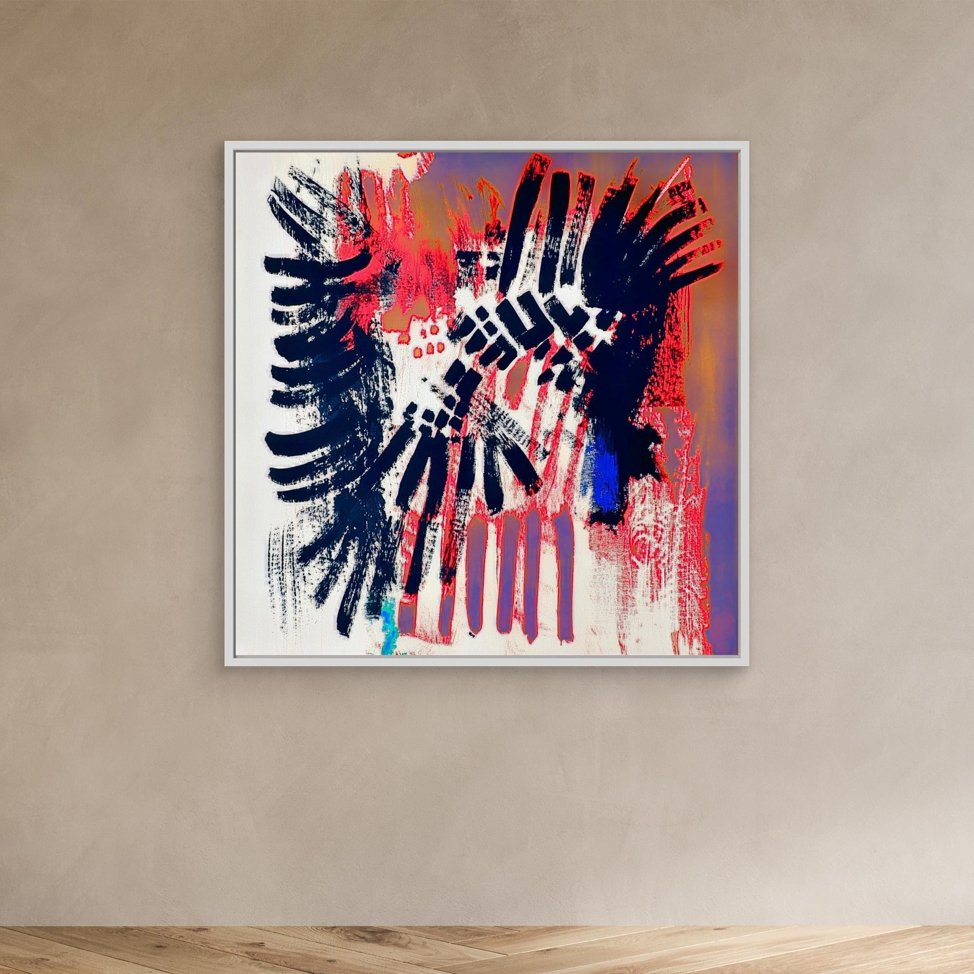 Canvas Print: Electric Dissonance Pulse – Abstract Expressionism Art modern abstract canvas wall art by Rossetti Art – luxury interior design artwork for living room, bedroom, office – Blue Accent Canvas Bold Color Canvas Print Contemporary Abstract Design