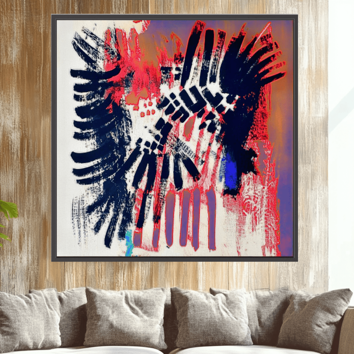 Canvas Print: Electric Dissonance Pulse – Abstract Expressionism Art modern abstract canvas wall art by Rossetti Art – luxury interior design artwork for living room, bedroom, office – Blue Accent Canvas Bold Color Canvas Print Contemporary Abstract Design
