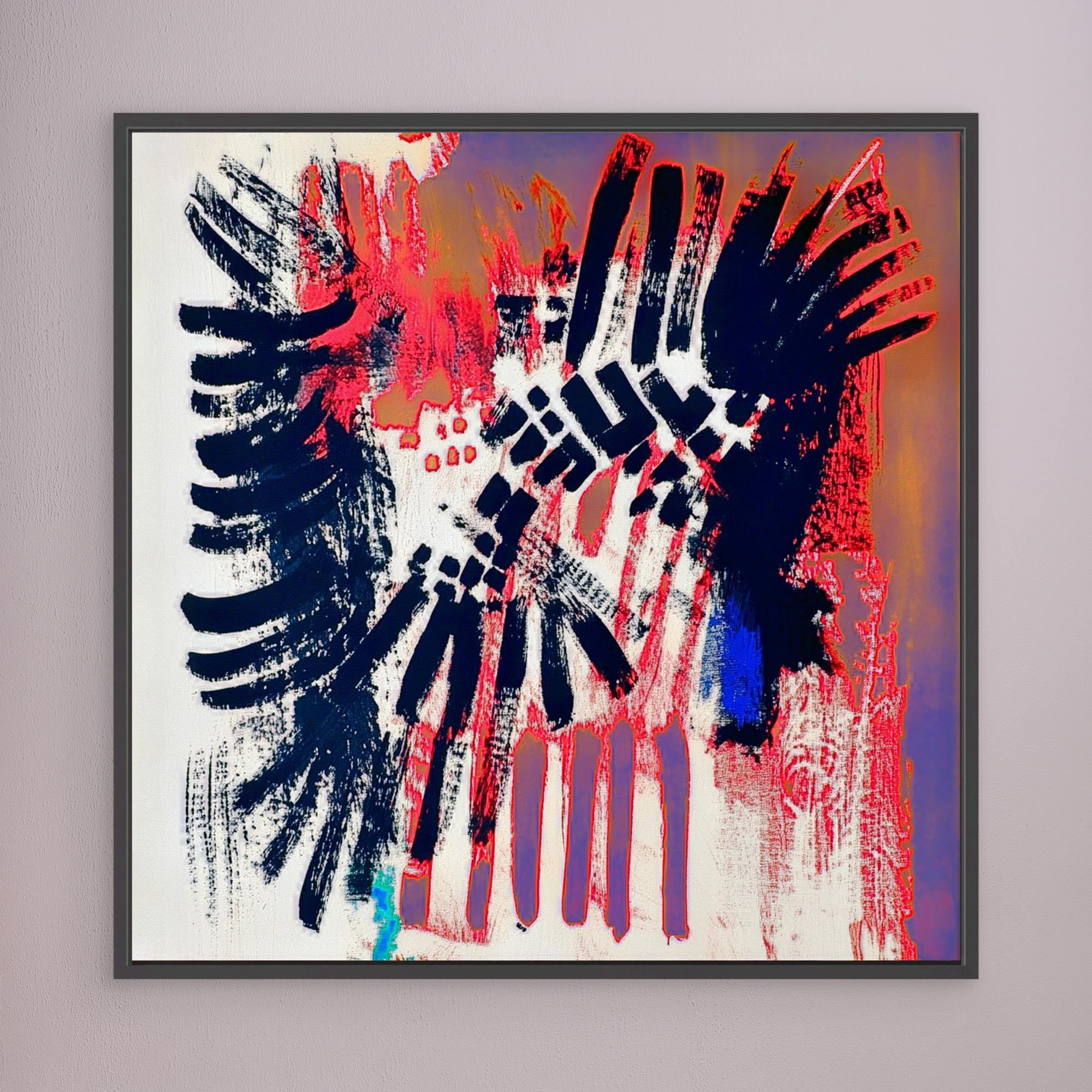 Canvas Print: Electric Dissonance Pulse – Abstract Expressionism Art modern abstract canvas wall art by Rossetti Art – luxury interior design artwork for living room, bedroom, office – Blue Accent Canvas Bold Color Canvas Print Contemporary Abstract Design