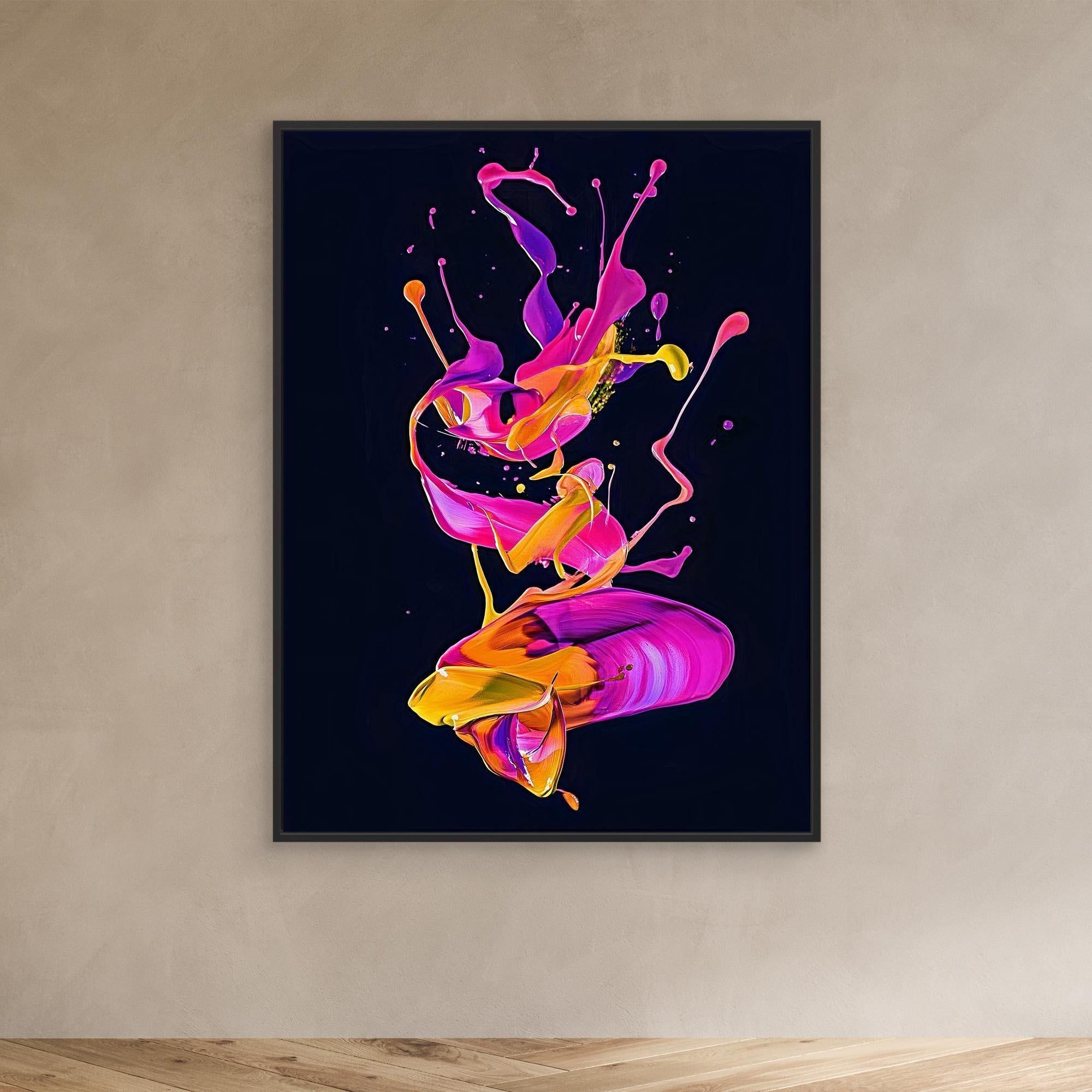 Canvas Print: "Electric Motion" - Vivid Abstract Paint Splash Wall Art modern abstract canvas wall art by Rossetti Art – luxury interior design artwork for living room, bedroom, office – Contemporary Art for Sale contemporary art piece Contemporary Canvas Art
