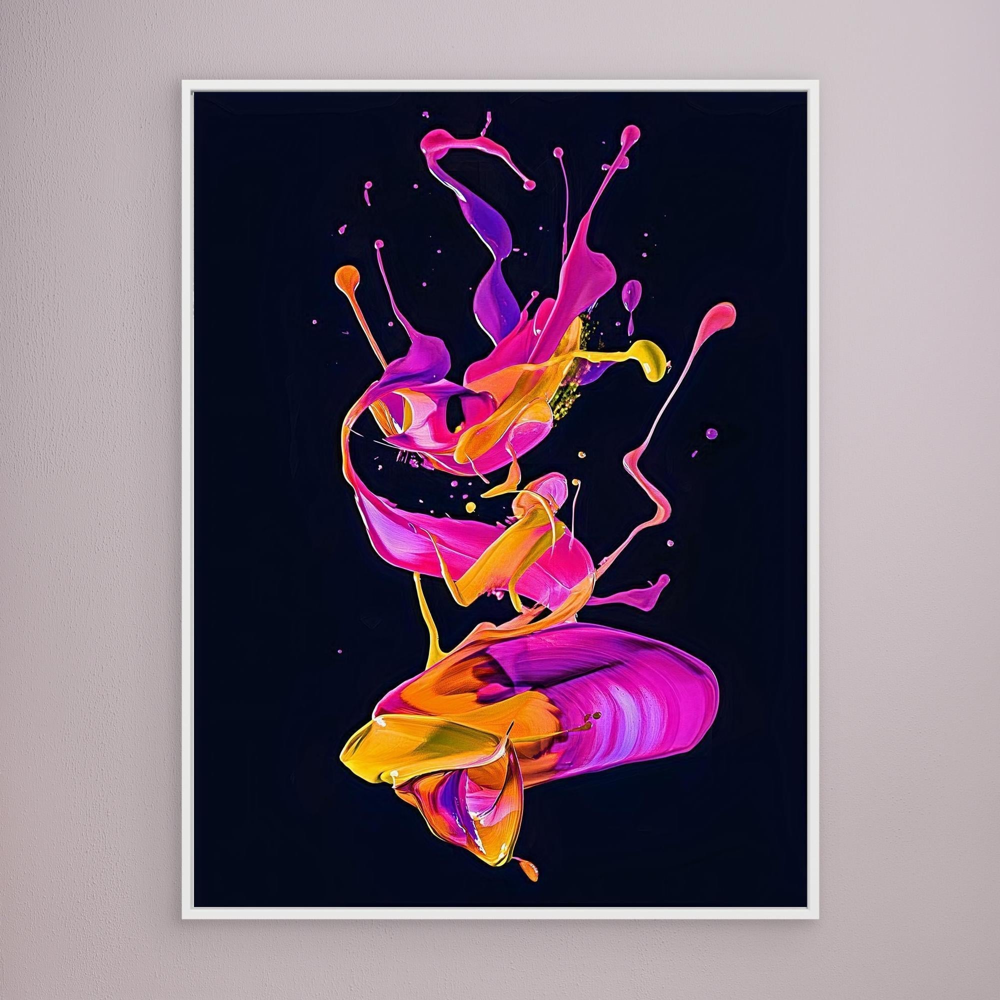 Canvas Print: "Electric Motion" - Vivid Abstract Paint Splash Wall Art modern abstract canvas wall art by Rossetti Art – luxury interior design artwork for living room, bedroom, office – Contemporary Art for Sale contemporary art piece Contemporary Canvas Art