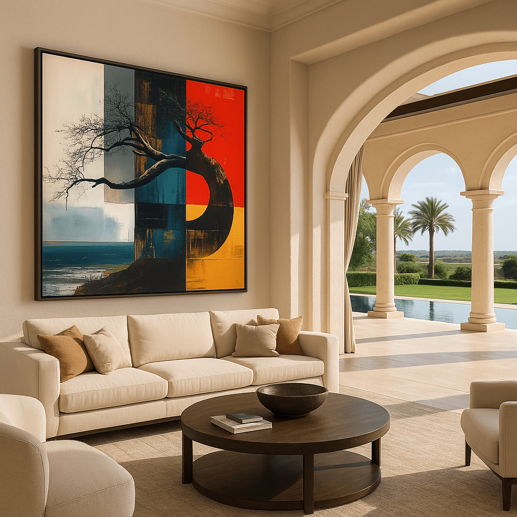 Canvas Print: Elemental Balance - Abstract Nature Wall Art modern abstract canvas wall art by Rossetti Art – luxury interior design artwork for living room, bedroom, office – abstract nature wall art balance and harmony artwork bold geometric artwork