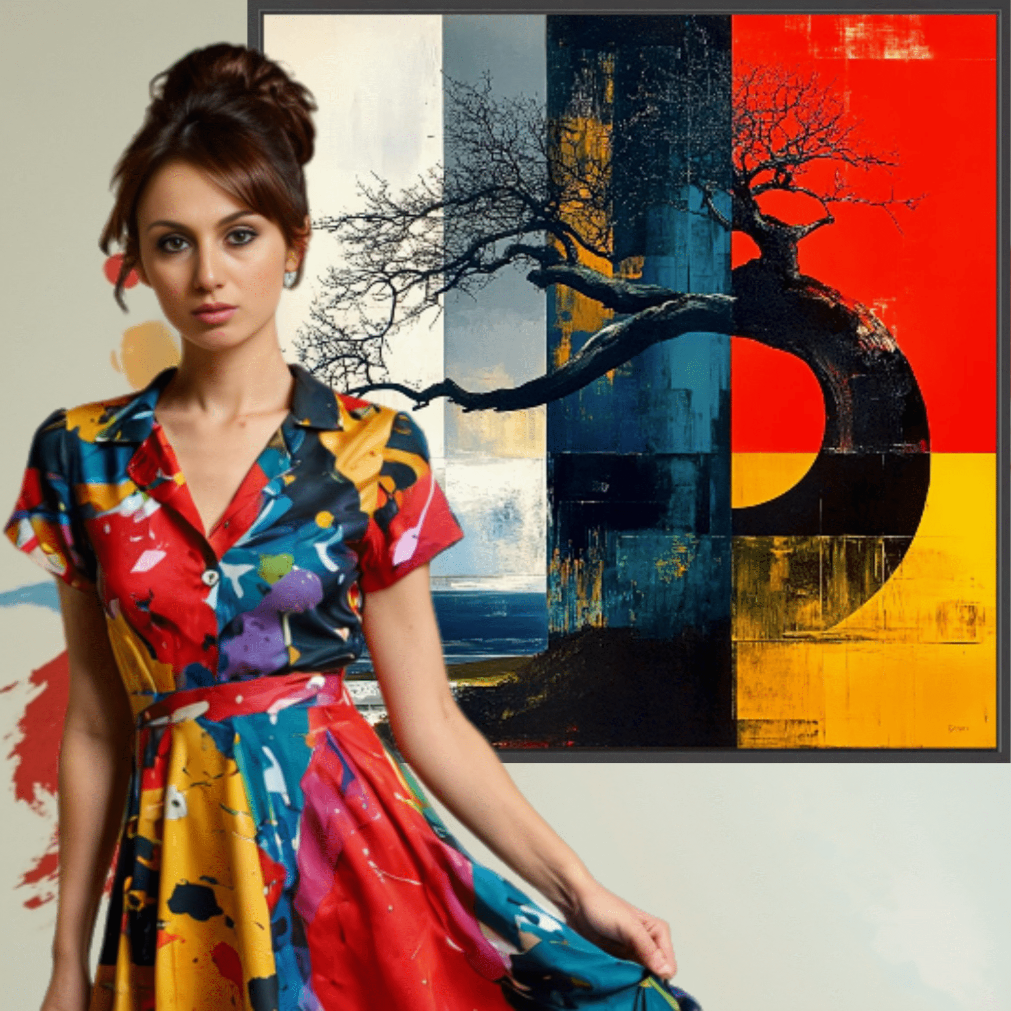 Canvas Print: Elemental Balance - Abstract Nature Wall Art modern abstract canvas wall art by Rossetti Art – luxury interior design artwork for living room, bedroom, office – abstract nature wall art balance and harmony artwork bold geometric artwork