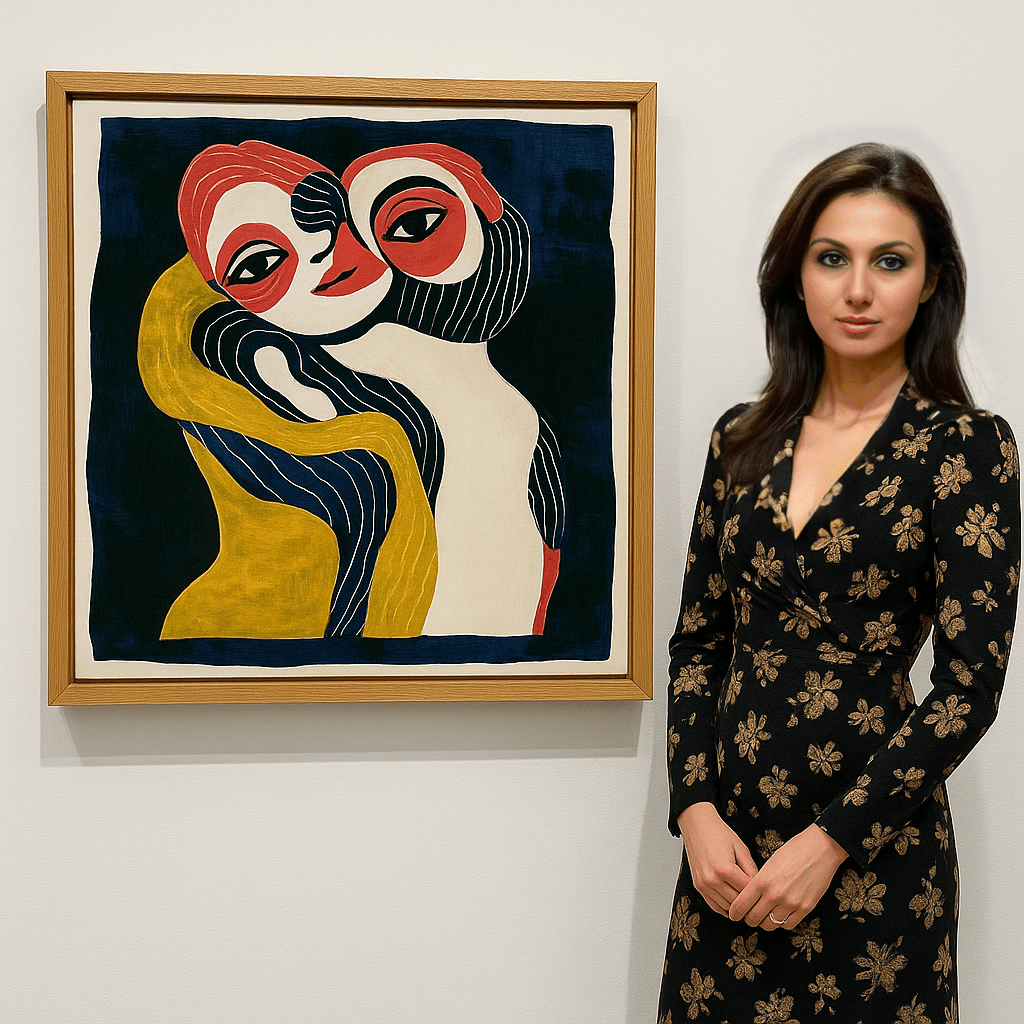 Canvas Print: Embrace of Souls – Abstract Figurative Art modern abstract canvas wall art by Rossetti Art – luxury interior design artwork for living room, bedroom, office – Abstract Figurative Art Contemporary Figurative Canvas Emotional Wall Art