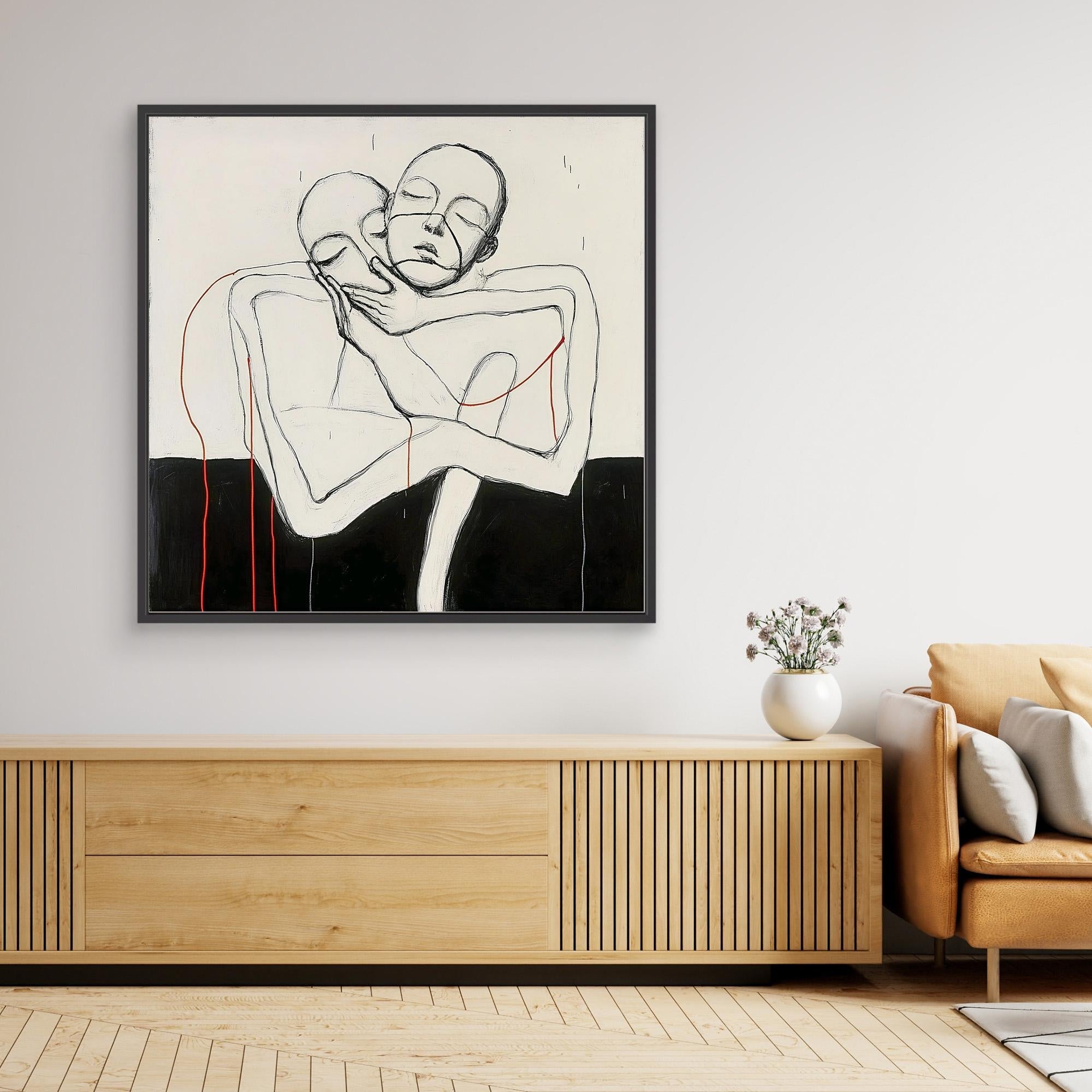 Canvas Print: "Embrace the Void" - Minimalist Figurative Wall Art modern abstract canvas wall art by Rossetti Art – luxury interior design artwork for living room, bedroom, office – black & white wall canvas Black And White Art Black and white artwork