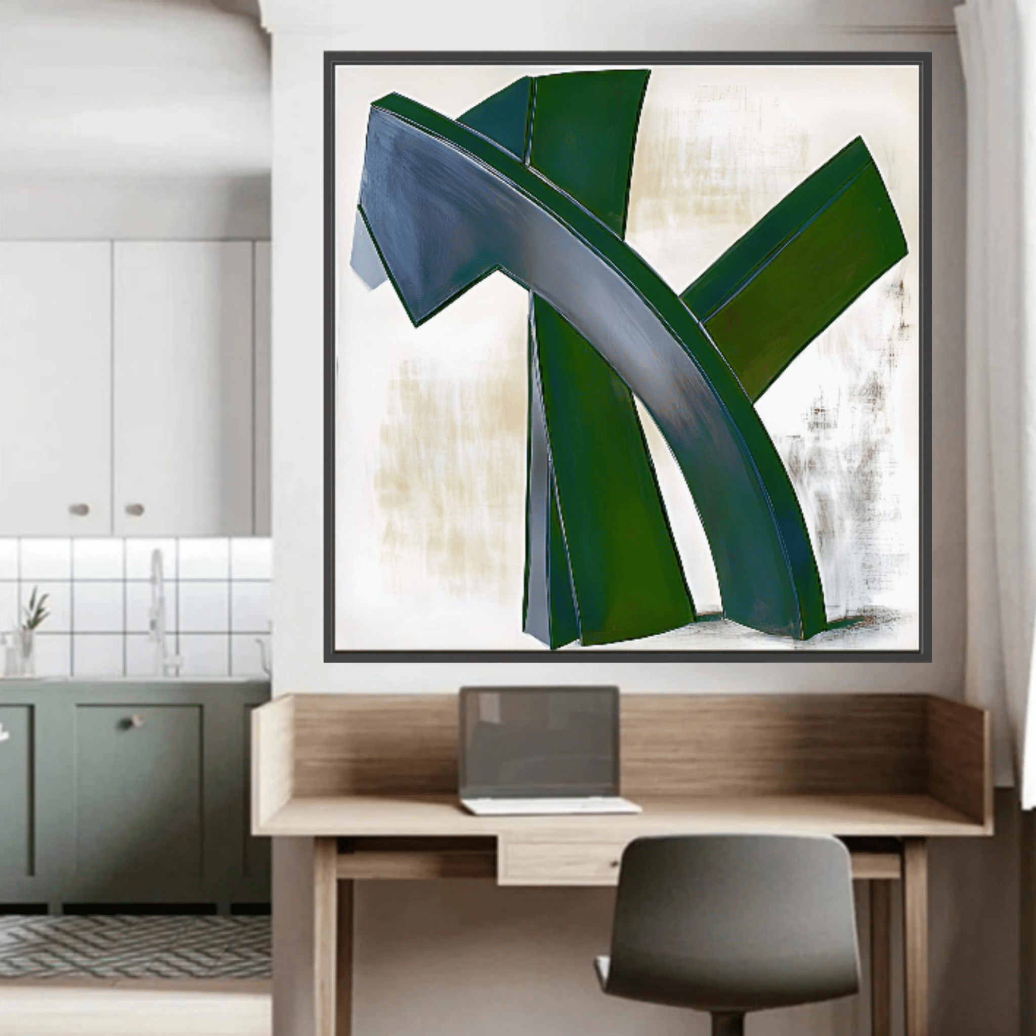 Canvas Print: Emerald Motion - Abstract Modern Wall Art modern abstract canvas wall art by Rossetti Art – luxury interior design artwork for living room, bedroom, office – abstract wall art bold statement artwork contemporary abstract painting