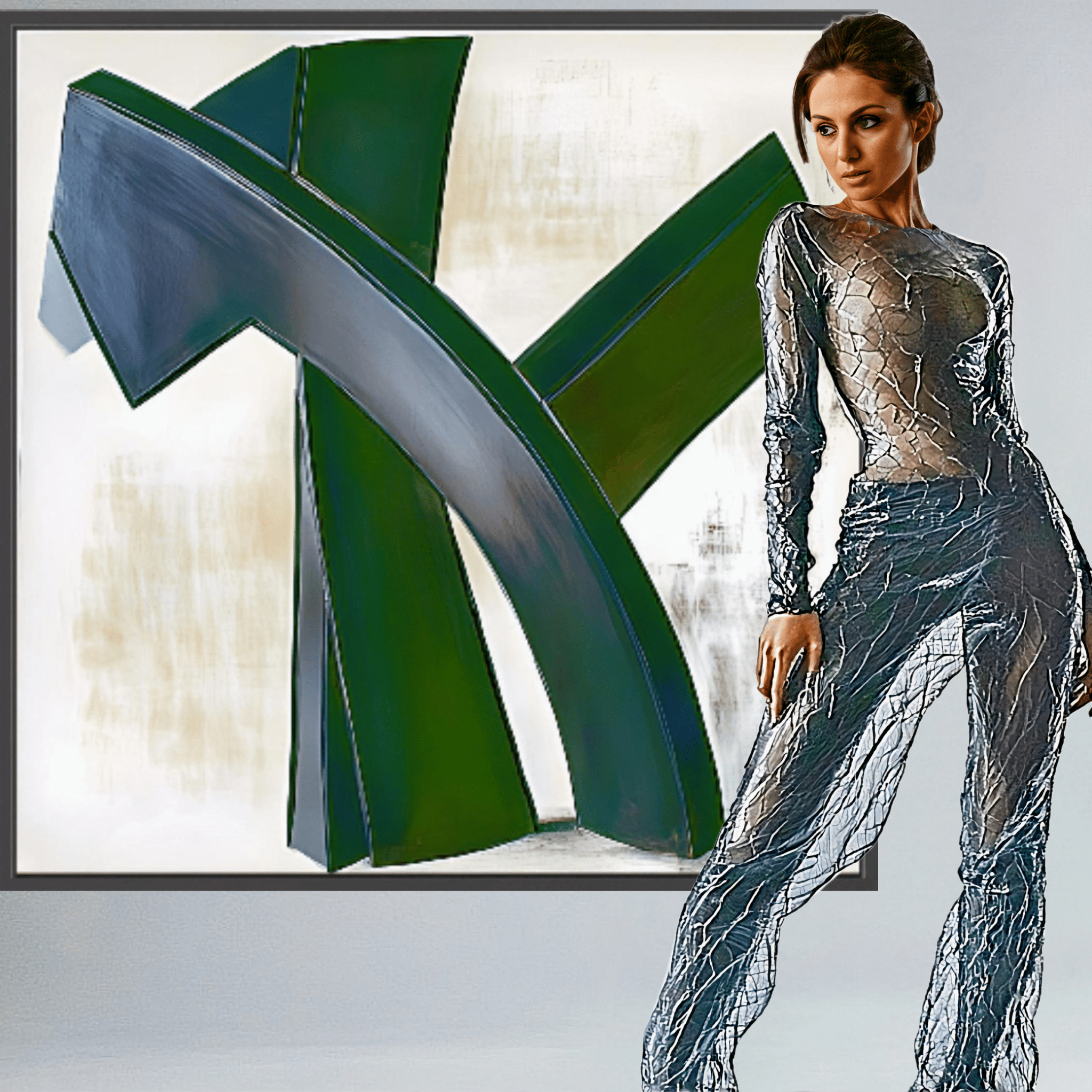 Canvas Print: Emerald Motion - Abstract Modern Wall Art modern abstract canvas wall art by Rossetti Art – luxury interior design artwork for living room, bedroom, office – abstract wall art bold statement artwork contemporary abstract painting