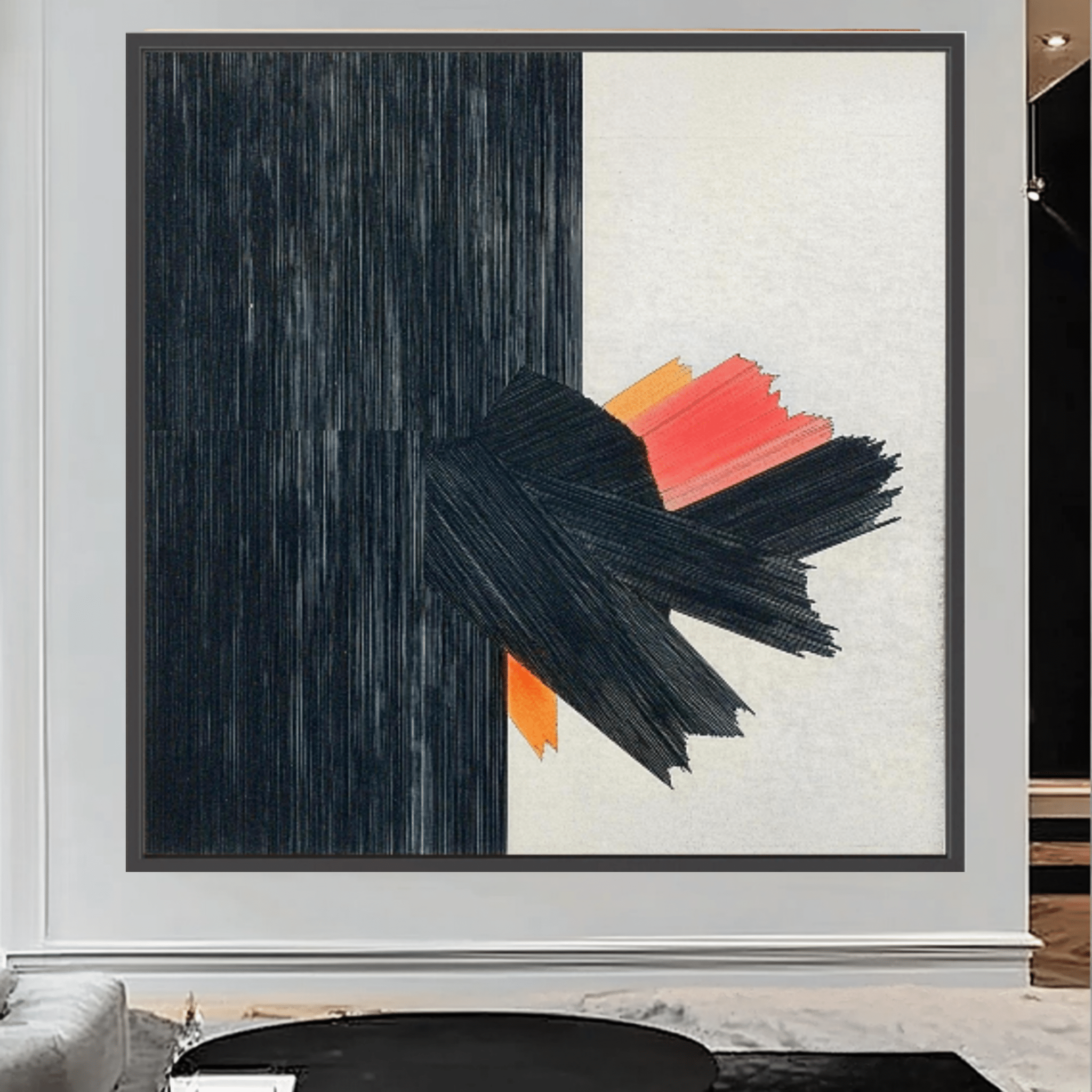 Canvas Print: Eruption of Contrast - Modern Abstract Art modern abstract canvas wall art by Rossetti Art – luxury interior design artwork for living room, bedroom, office – Bold Wall Art Contemporary Art for Sale Industrial Wall Art