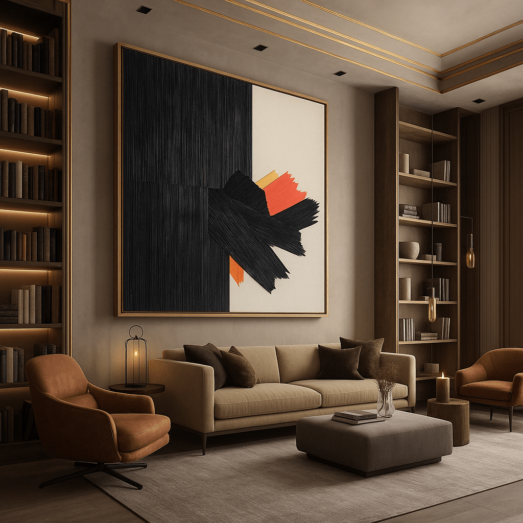 Canvas Print: Eruption of Contrast - Modern Abstract Art modern abstract canvas wall art by Rossetti Art – luxury interior design artwork for living room, bedroom, office – Bold Wall Art Contemporary Art for Sale Industrial Wall Art