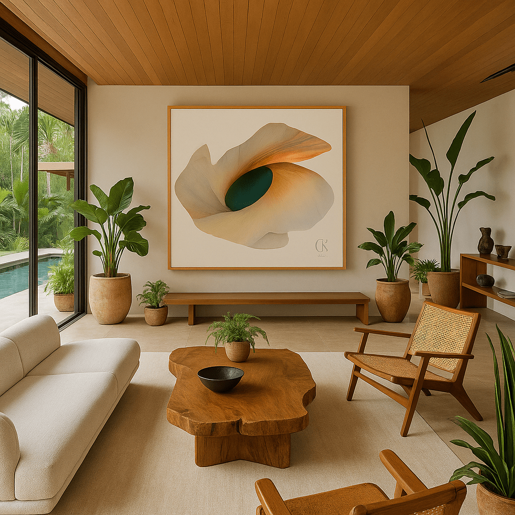 Canvas Print: Ethereal Bloom - Abstract Organic Wall Art modern abstract canvas wall art by Rossetti Art – luxury interior design artwork for living room, bedroom, office – abstract organic wall art contemporary statement painting dreamlike artistic expression