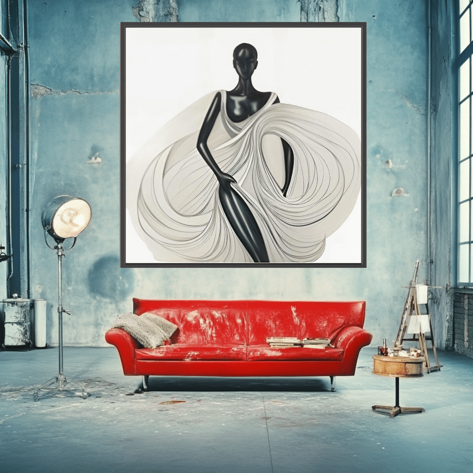 Canvas Print: Ethereal Elegance – Minimalist Art Prints Black and White modern abstract canvas wall art by Rossetti Art – luxury interior design artwork for living room, bedroom, office – Black And White Art Black and white artwork black and white canvas