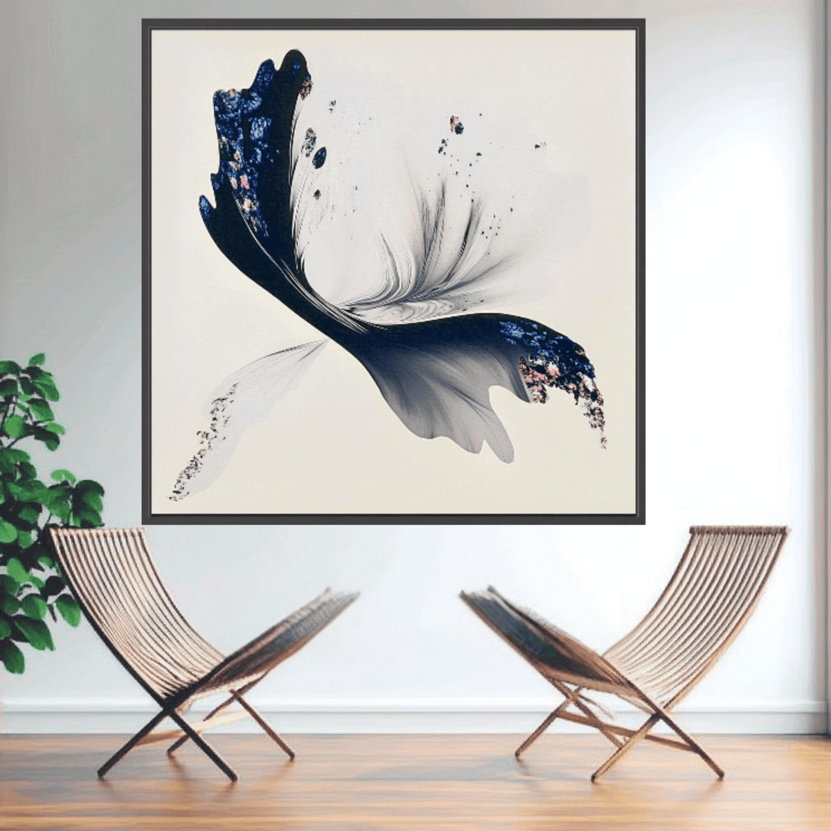 Canvas Print: Ethereal Flight – Abstract Butterfly Art modern abstract canvas wall art by Rossetti Art – luxury interior design artwork for living room, bedroom, office –