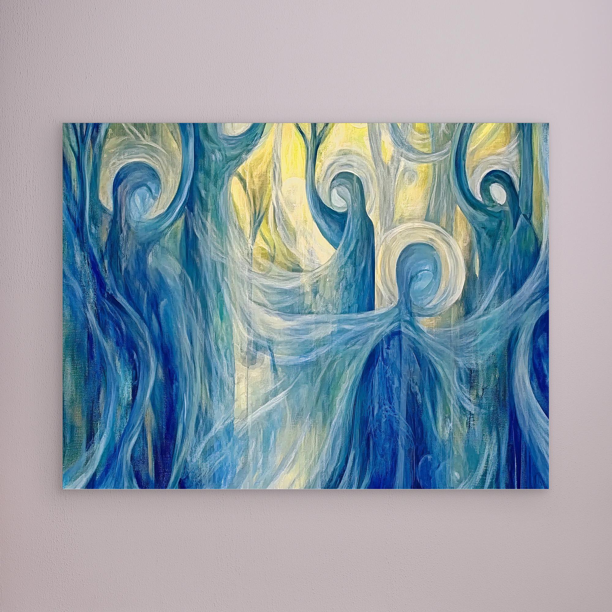 Canvas Print: "Ethereal Guardians" - Mystical Abstract Canvas Art modern abstract canvas wall art by Rossetti Art – luxury interior design artwork for living room, bedroom, office – Bold Imaginative Wall Art Cosmic Wall Art Dreamlike Canvas Art