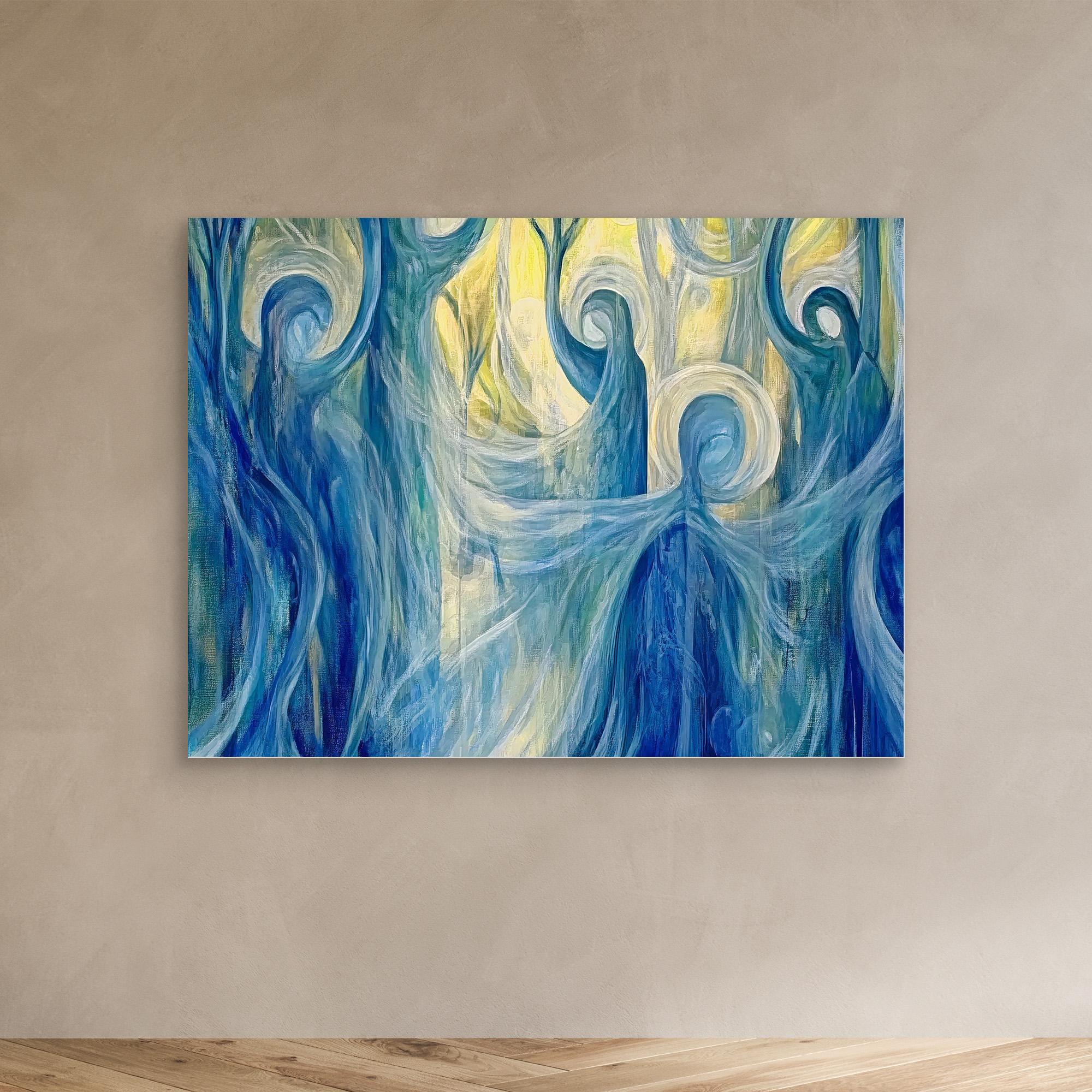 Canvas Print: "Ethereal Guardians" - Mystical Abstract Canvas Art modern abstract canvas wall art by Rossetti Art – luxury interior design artwork for living room, bedroom, office – Bold Imaginative Wall Art Cosmic Wall Art Dreamlike Canvas Art
