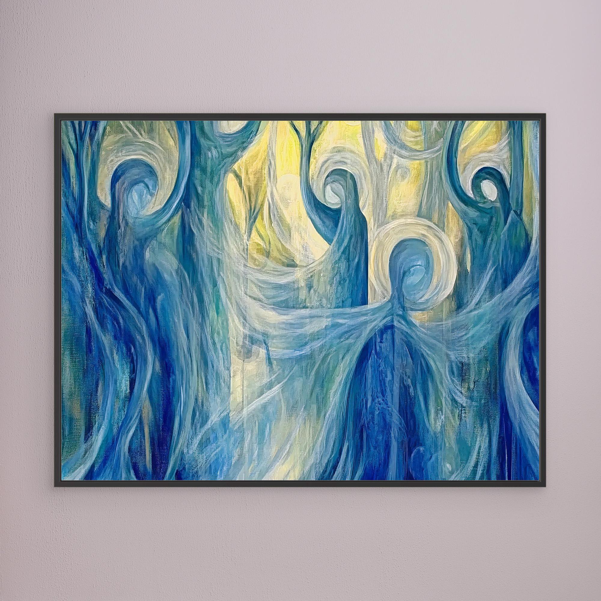 Canvas Print: "Ethereal Guardians" - Mystical Abstract Canvas Art modern abstract canvas wall art by Rossetti Art – luxury interior design artwork for living room, bedroom, office – Bold Imaginative Wall Art Cosmic Wall Art Dreamlike Canvas Art