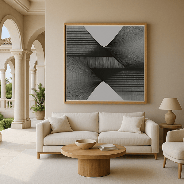 Canvas Print: "Ethereal Motion" - Abstract Monochrome Wall Art