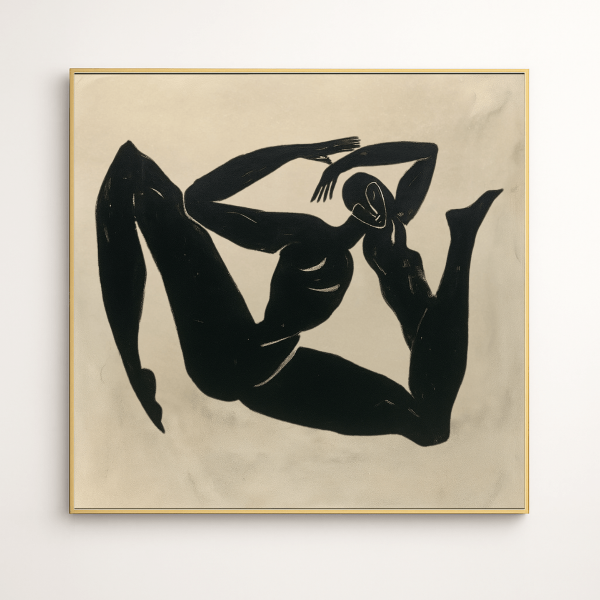 Canvas Print: Ethereal Motion – Modern Abstract Figurative Canvas Print | Black Silhouette Minimalist Wall Art by Rossetti Art modern abstract canvas wall art by Rossetti Art – luxury interior design artwork for living room, bedroom, office – canvas print art Chiara Rossetti figurative