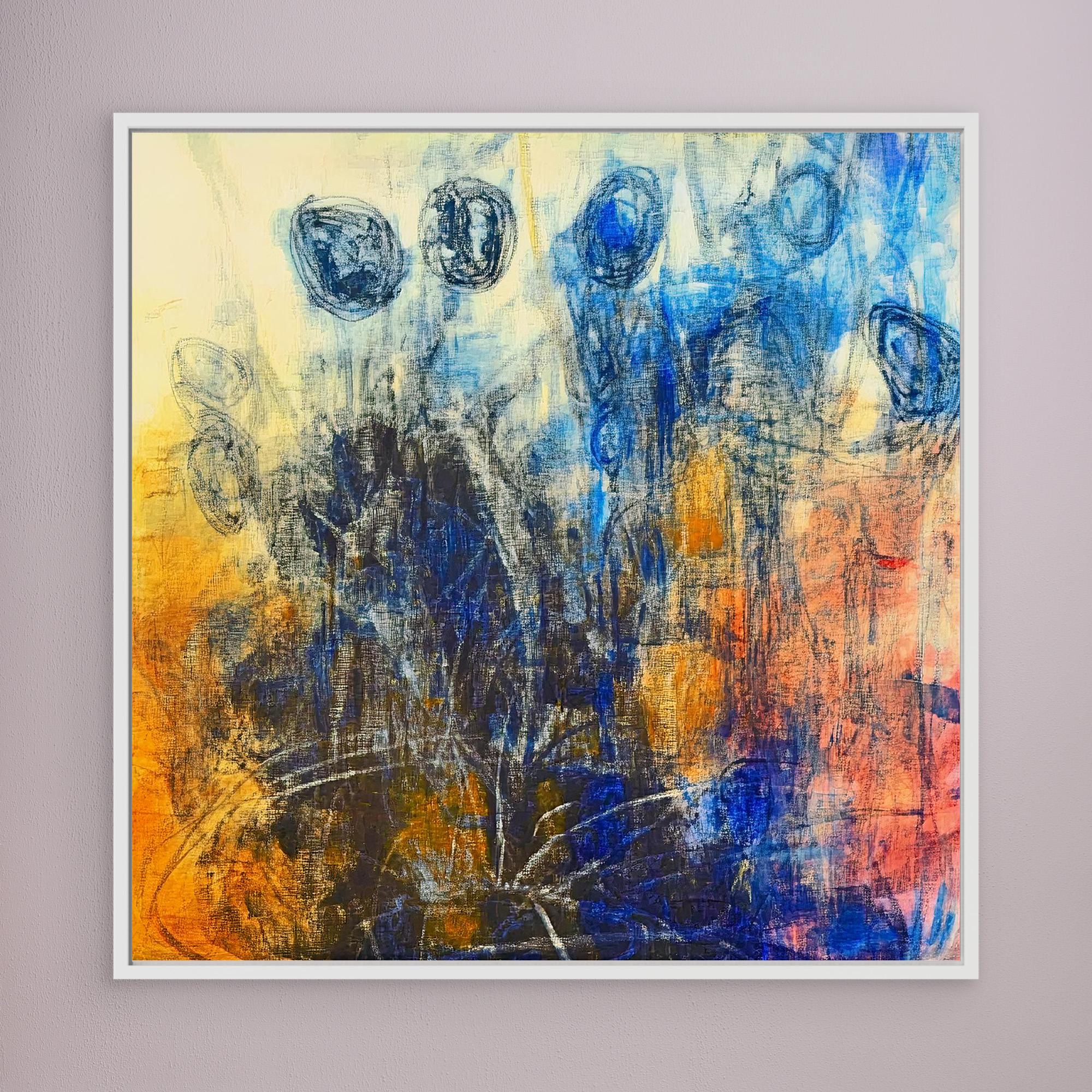 Canvas Print: "Ethereal Reflections" - Abstract Expressionist Wall Art modern abstract canvas wall art by Rossetti Art – luxury interior design artwork for living room, bedroom, office – Contemporary Abstract Design Contemporary Art for Sale contemporary art piece