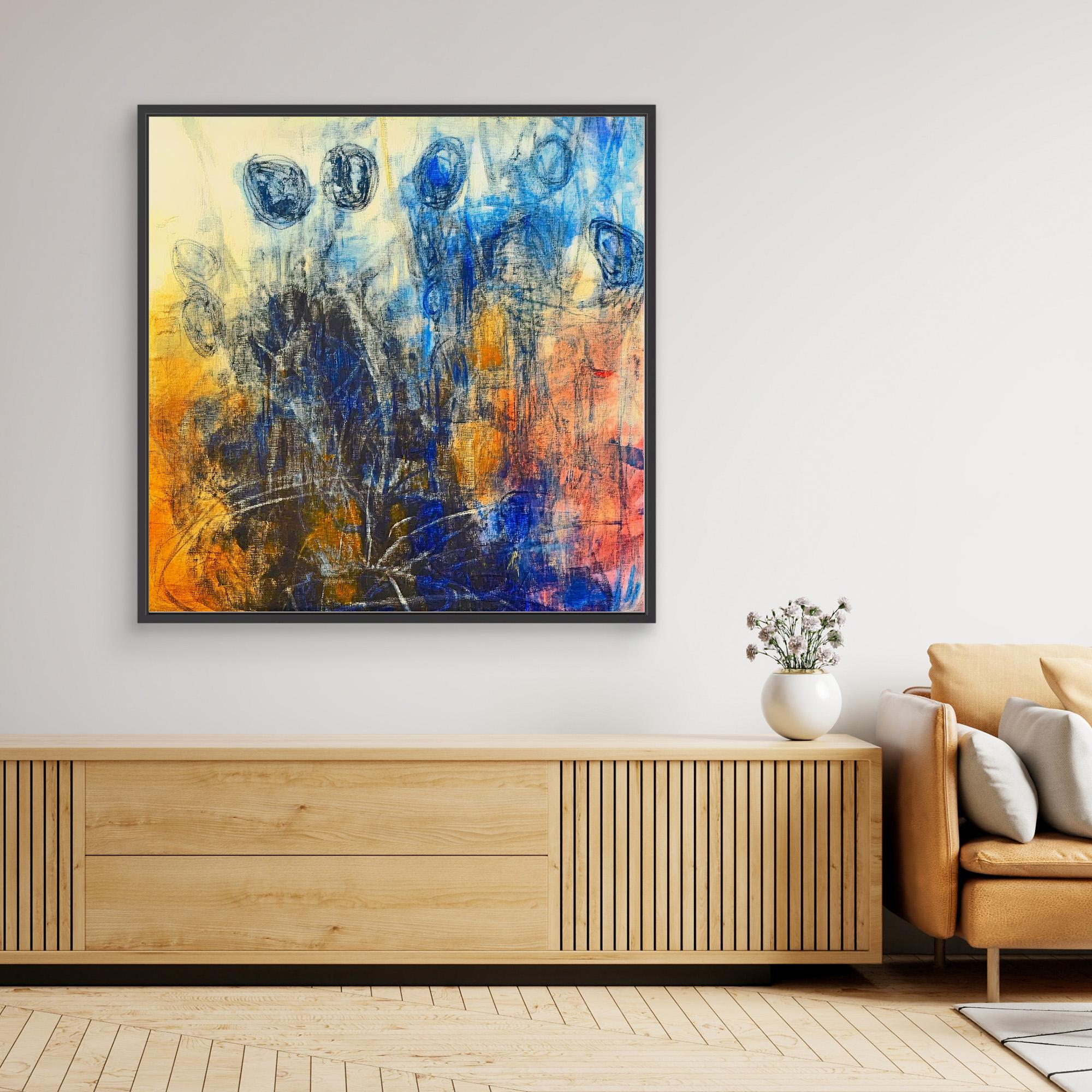 Canvas Print: "Ethereal Reflections" - Abstract Expressionist Wall Art modern abstract canvas wall art by Rossetti Art – luxury interior design artwork for living room, bedroom, office – Contemporary Abstract Design Contemporary Art for Sale contemporary art piece