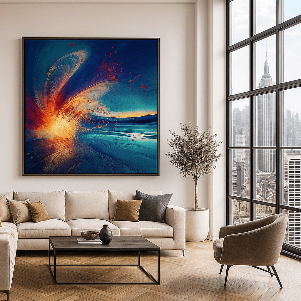 Canvas Print : Ethereal Wave - Abstract Cosmic Landscape Art modern abstract canvas wall art by Rossetti Art – luxury interior design artwork for living room, bedroom, office – Abstract Cosmic Art Celestial Wall Art Cosmic Explosion Art