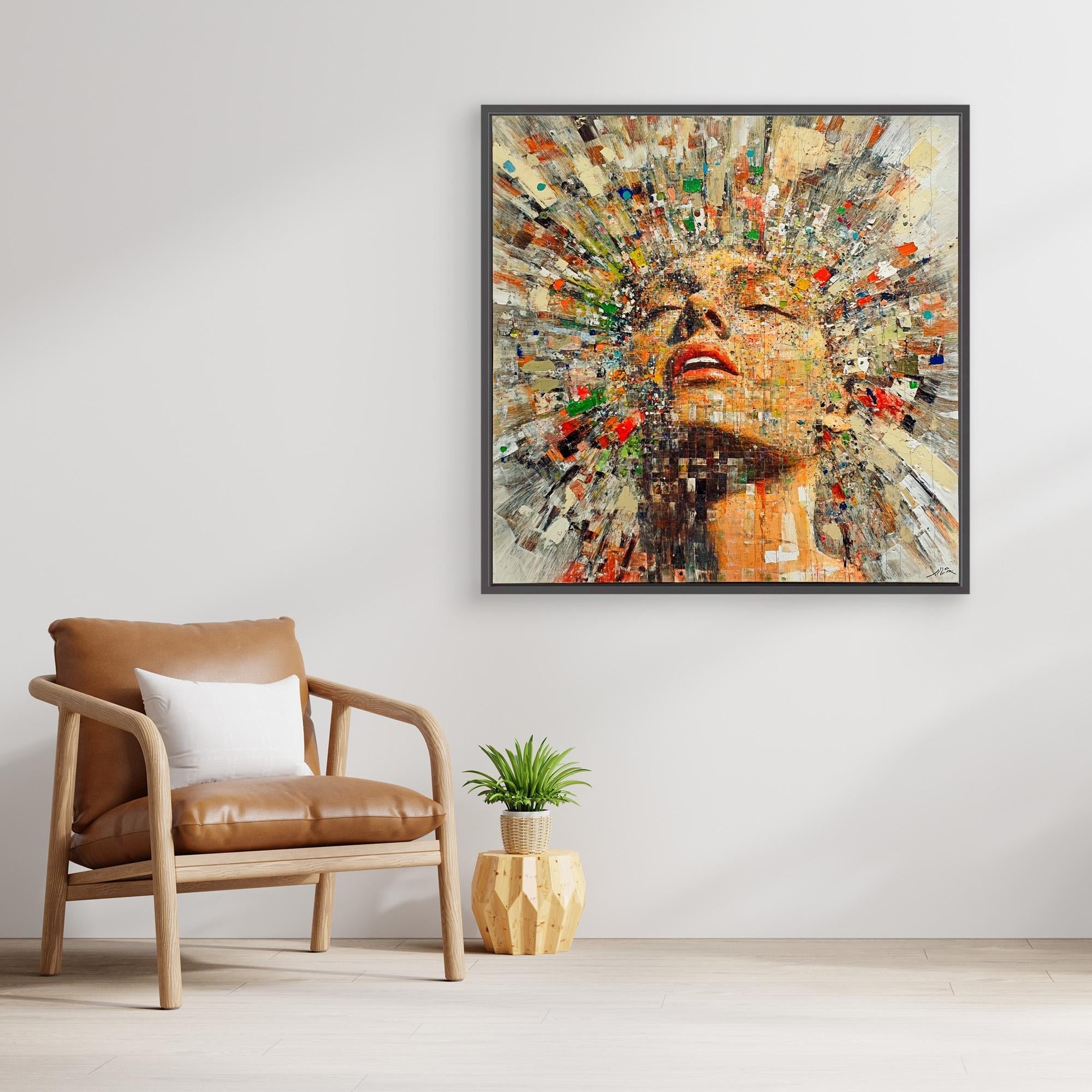 Canvas Print: "Euphoria Unleashed" - Vibrant Abstract Wall Art modern abstract canvas wall art by Rossetti Art – luxury interior design artwork for living room, bedroom, office – Abstract Canvas Print Abstract Canvas Prints canvas print for walls