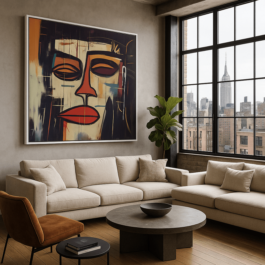 Canvas Print : "Expressions in Red" - Abstract Face Expressionist Art Print modern abstract canvas wall art by Rossetti Art – luxury interior design artwork for living room, bedroom, office – contemporary art piece Contemporary Canvas Art Contemporary canvas print