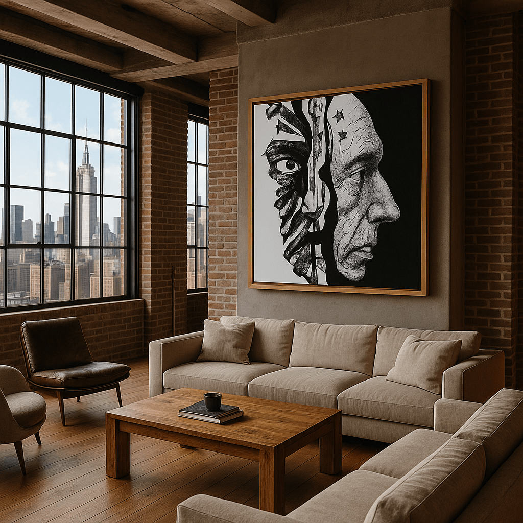 Canvas Print : "Faces Within" - Black & White Abstract Art Print - Chiara Rossetti