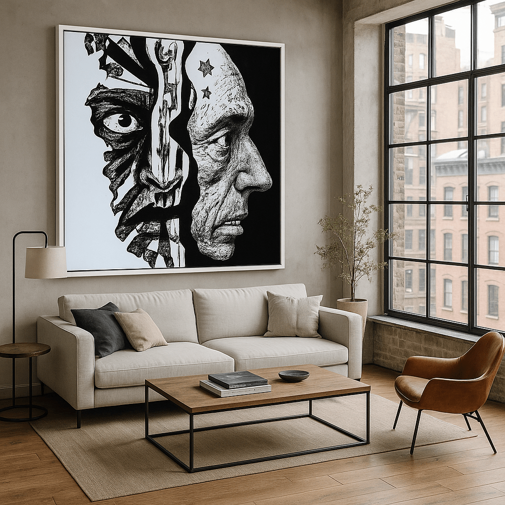 Canvas Print : "Faces Within" - Black & White Abstract Art Print - Chiara Rossetti