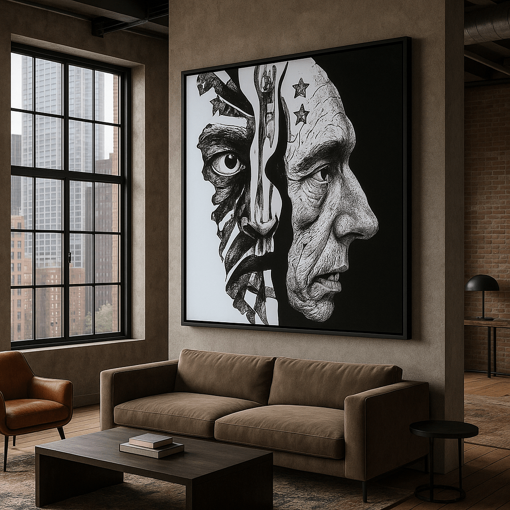 Canvas Print : "Faces Within" - Black & White Abstract Art Print - Chiara Rossetti