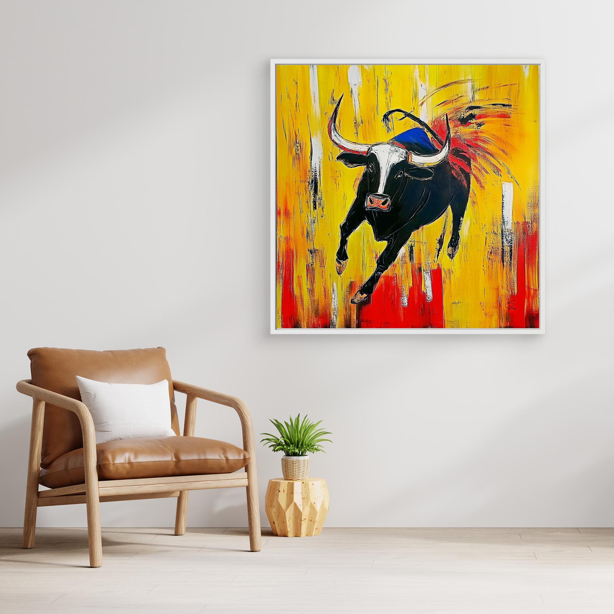 Canvas Print: Fierce Bull Charge modern abstract canvas wall art by Rossetti Art – luxury interior design artwork for living room, bedroom, office –