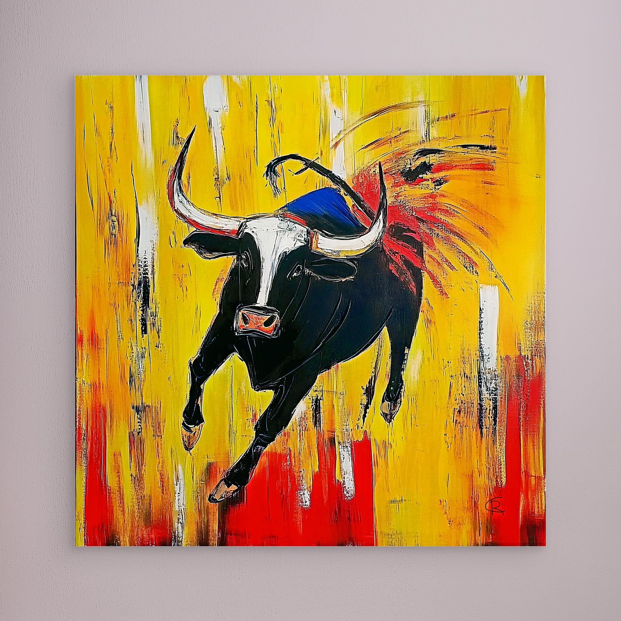 Canvas Print: Fierce Bull Charge modern abstract canvas wall art by Rossetti Art – luxury interior design artwork for living room, bedroom, office –