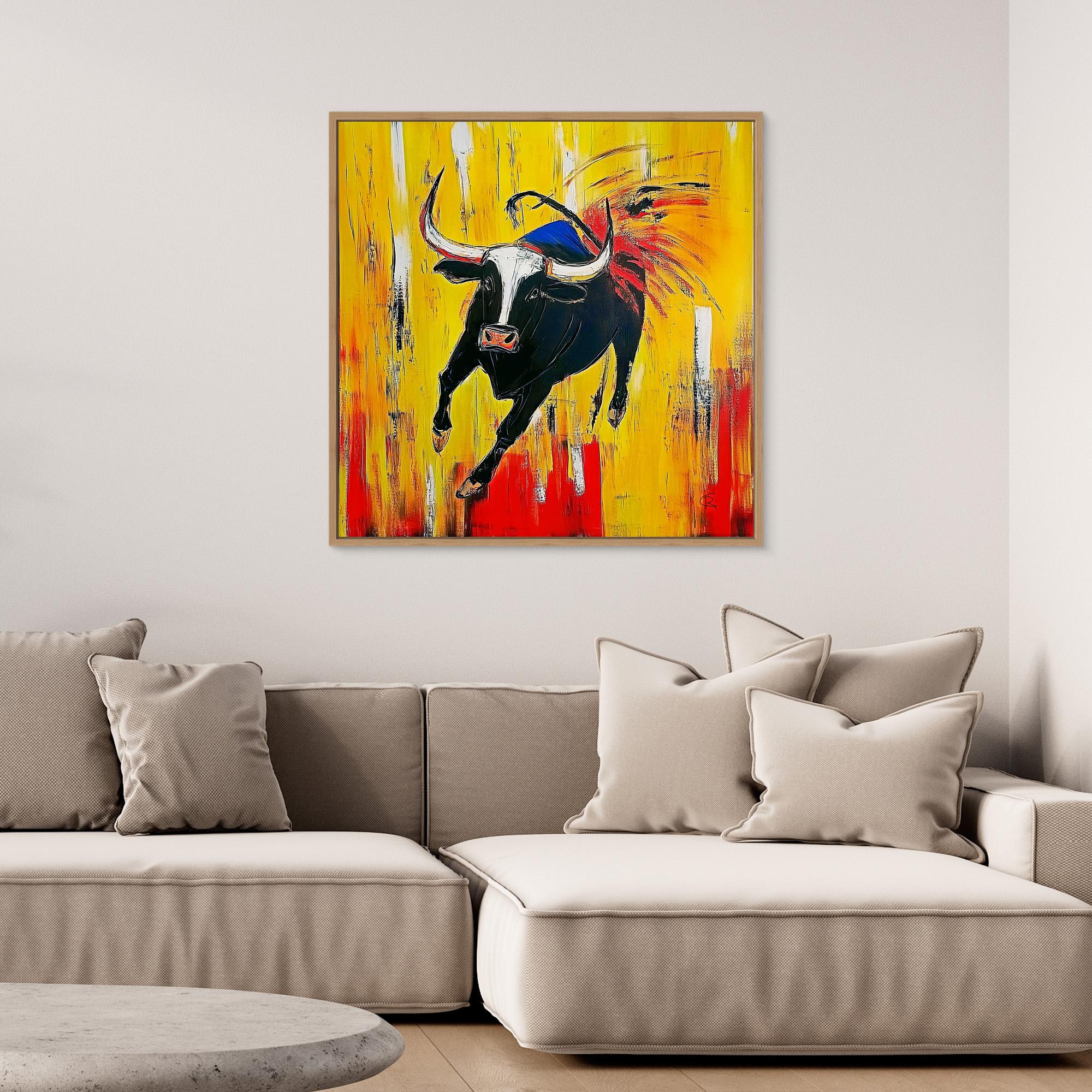 Canvas Print: Fierce Bull Charge modern abstract canvas wall art by Rossetti Art – luxury interior design artwork for living room, bedroom, office –