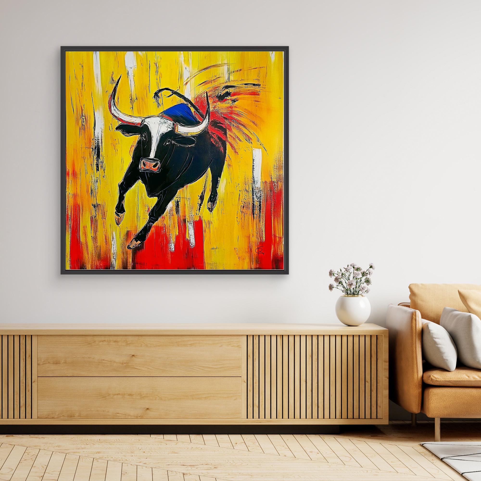 Canvas Print: Fierce Bull Charge modern abstract canvas wall art by Rossetti Art – luxury interior design artwork for living room, bedroom, office –