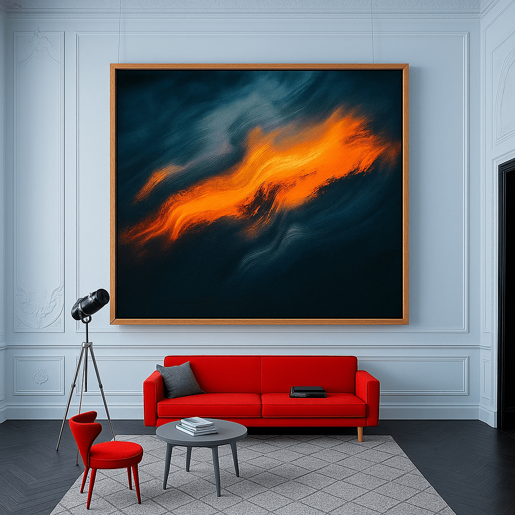 Canvas Print : Fiery Abstract - Bold Modern Wall Art modern abstract canvas wall art by Rossetti Art – luxury interior design artwork for living room, bedroom, office – Contemporary Art for Sale Fiery Abstract Art Modern Wall Decor