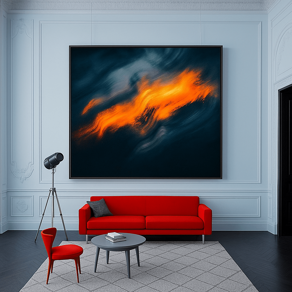 Canvas Print : Fiery Abstract - Bold Modern Wall Art modern abstract canvas wall art by Rossetti Art – luxury interior design artwork for living room, bedroom, office – Contemporary Art for Sale Fiery Abstract Art Modern Wall Decor