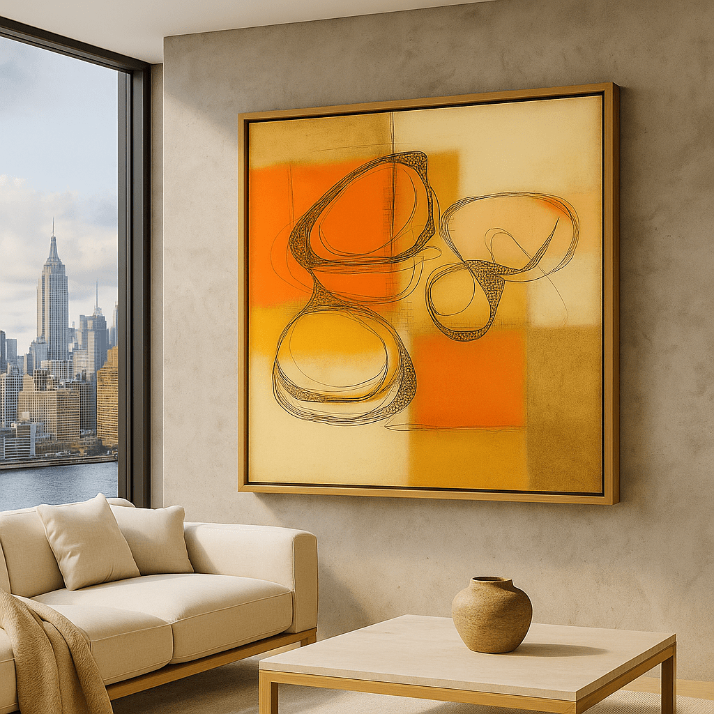 Canvas Print: Fire Form Flow – Abstract Canvas Wall Art for Loft Spaces modern abstract canvas wall art by Rossetti Art – luxury interior design artwork for living room, bedroom, office – abstract wall art bold geometric art contemporary wall design