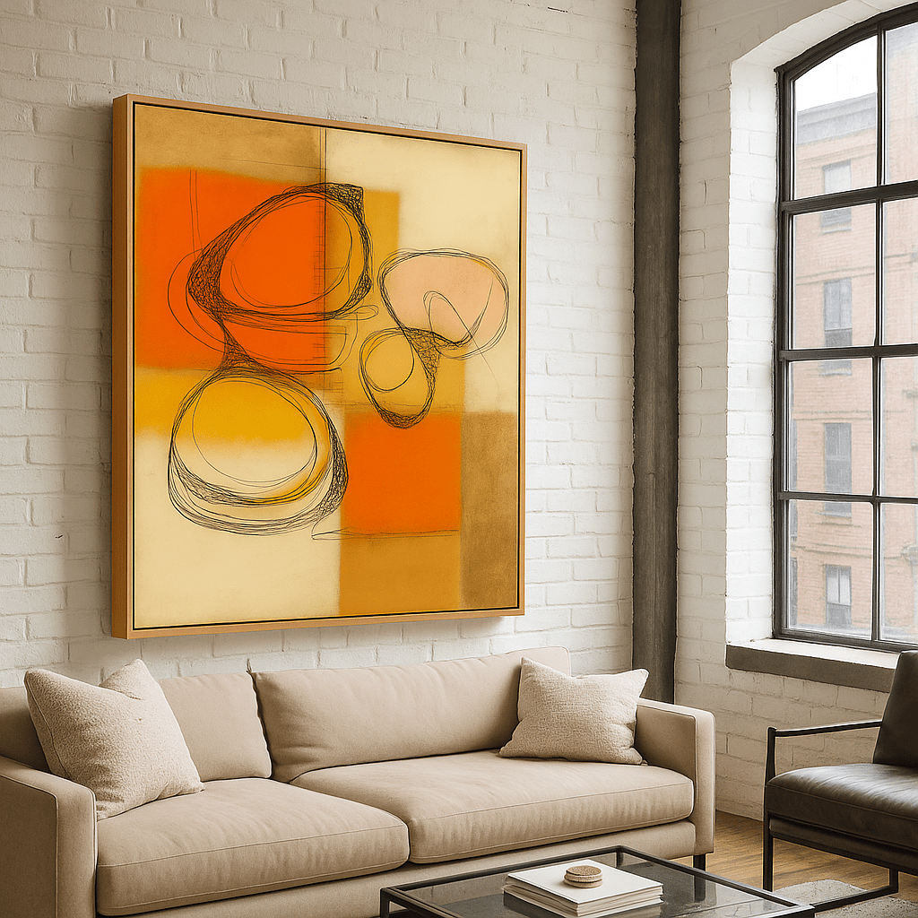 Canvas Print: Fire Form Flow – Abstract Canvas Wall Art for Loft Spaces modern abstract canvas wall art by Rossetti Art – luxury interior design artwork for living room, bedroom, office – abstract wall art bold geometric art contemporary wall design
