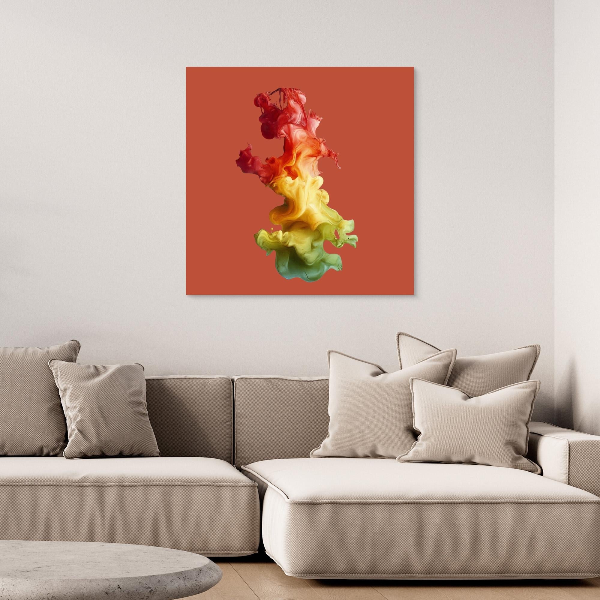 Canvas Print: Firestorm Bloom Flow – Abstract Color Splash Painting modern abstract canvas wall art by Rossetti Art – luxury interior design artwork for living room, bedroom, office – Abstract Flow Canvas Artistic Splash Print Fiery Wall Decor