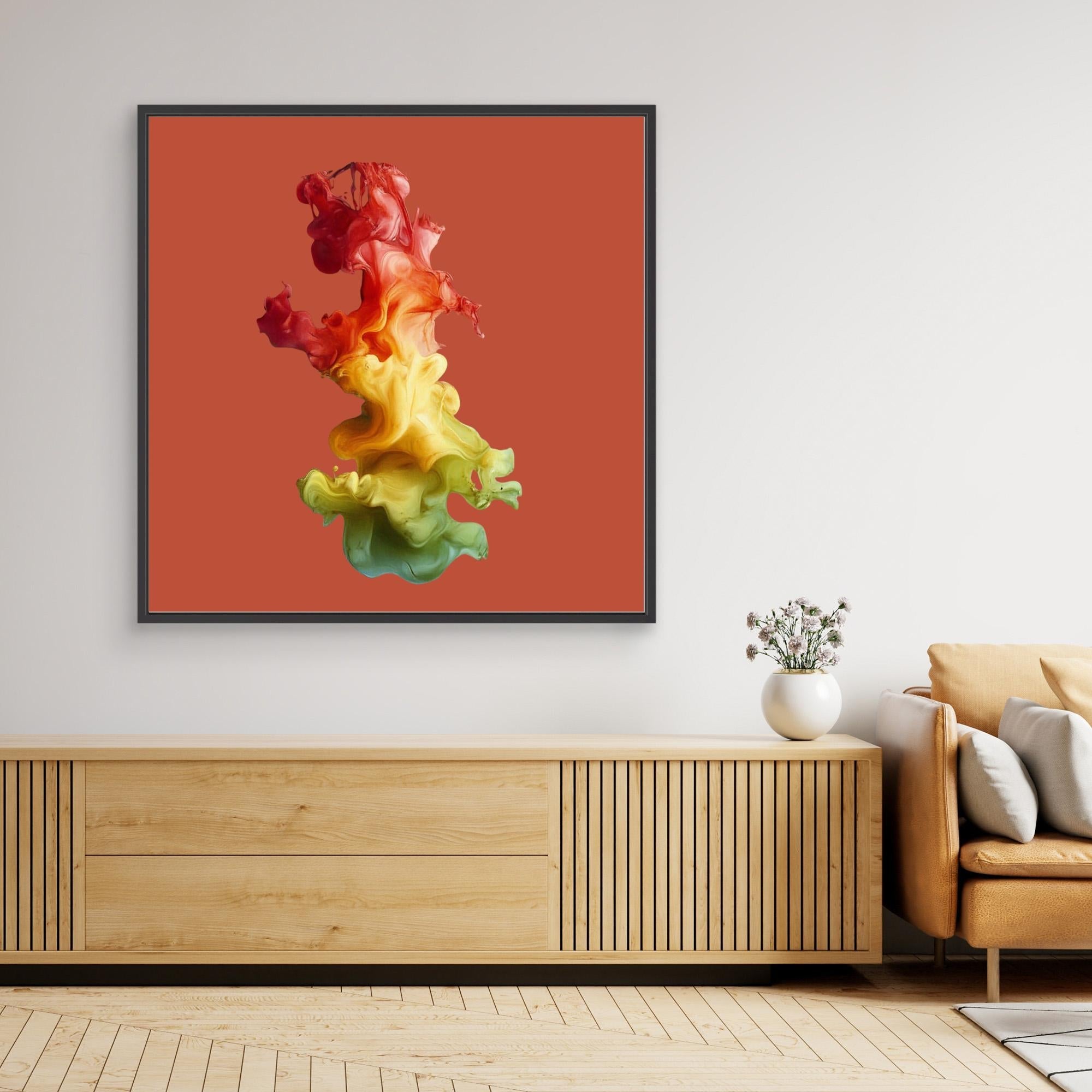 Canvas Print: Firestorm Bloom Flow – Abstract Color Splash Painting modern abstract canvas wall art by Rossetti Art – luxury interior design artwork for living room, bedroom, office – Abstract Flow Canvas Artistic Splash Print Fiery Wall Decor