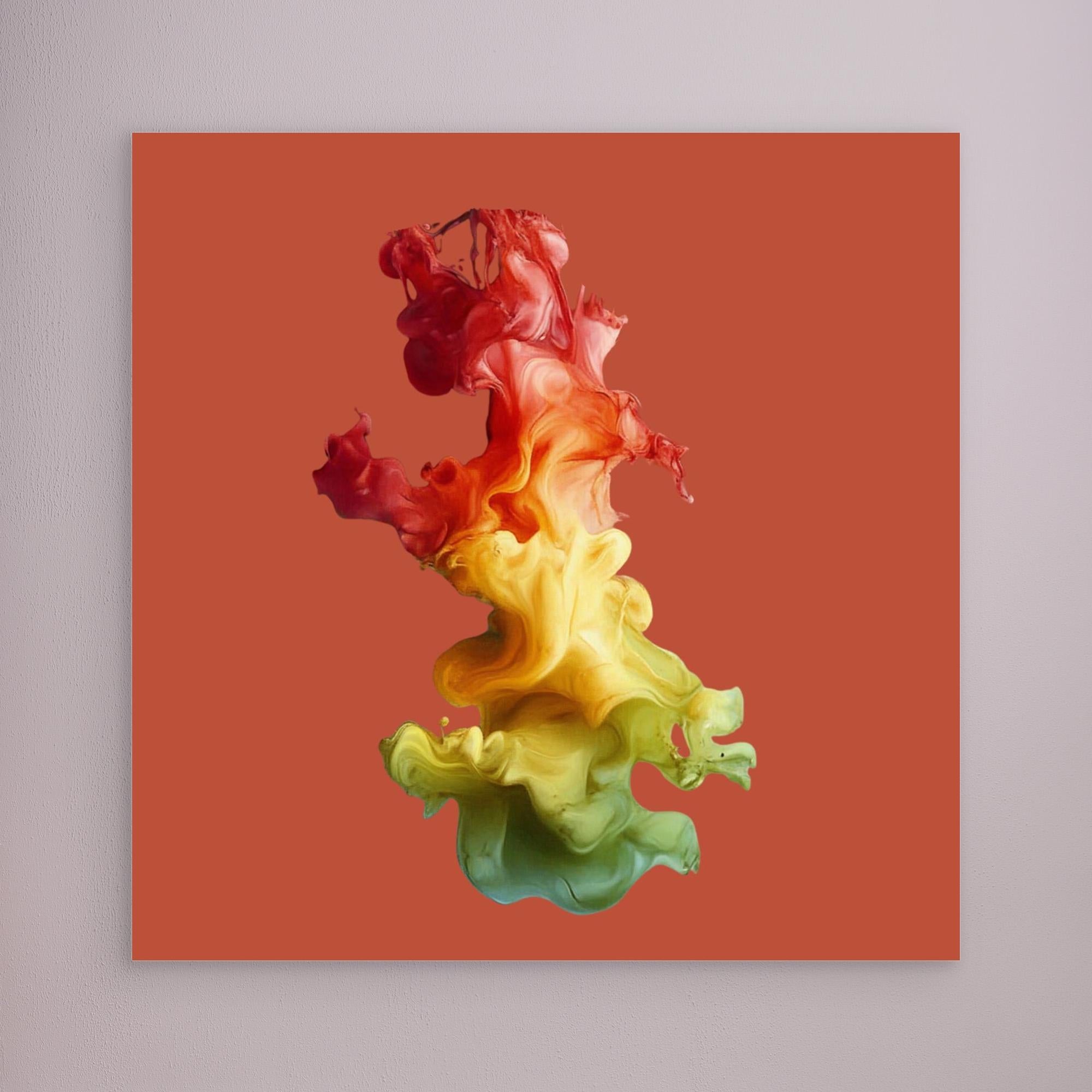 Canvas Print: Firestorm Bloom Flow – Abstract Color Splash Painting modern abstract canvas wall art by Rossetti Art – luxury interior design artwork for living room, bedroom, office – Abstract Flow Canvas Artistic Splash Print Fiery Wall Decor