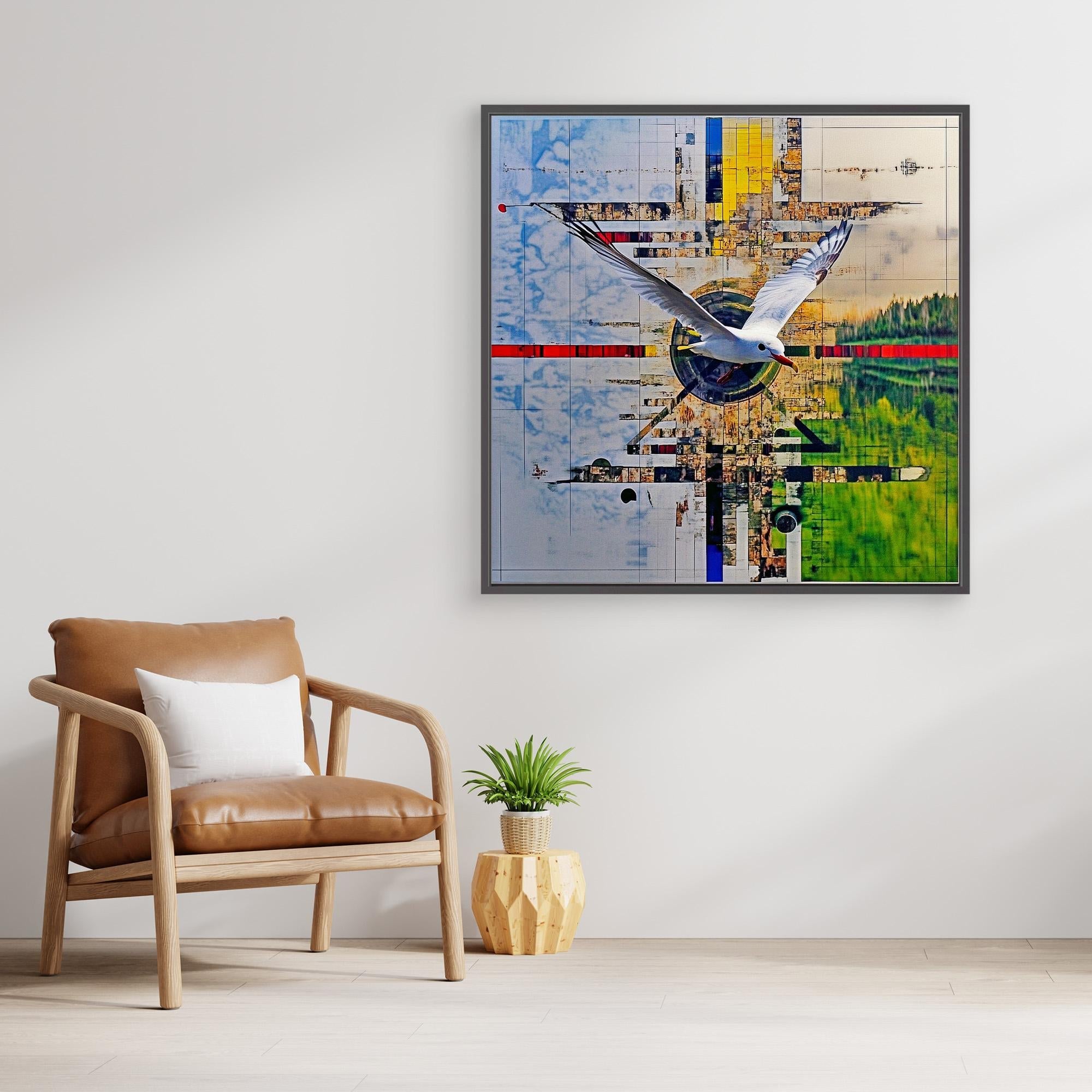 Canvas Print : Flight of Harmony - Abstract Geometric Nature Art modern abstract canvas wall art by Rossetti Art – luxury interior design artwork for living room, bedroom, office – Abstract Nature Art Contemporary Art for Sale Geometric Wall Art