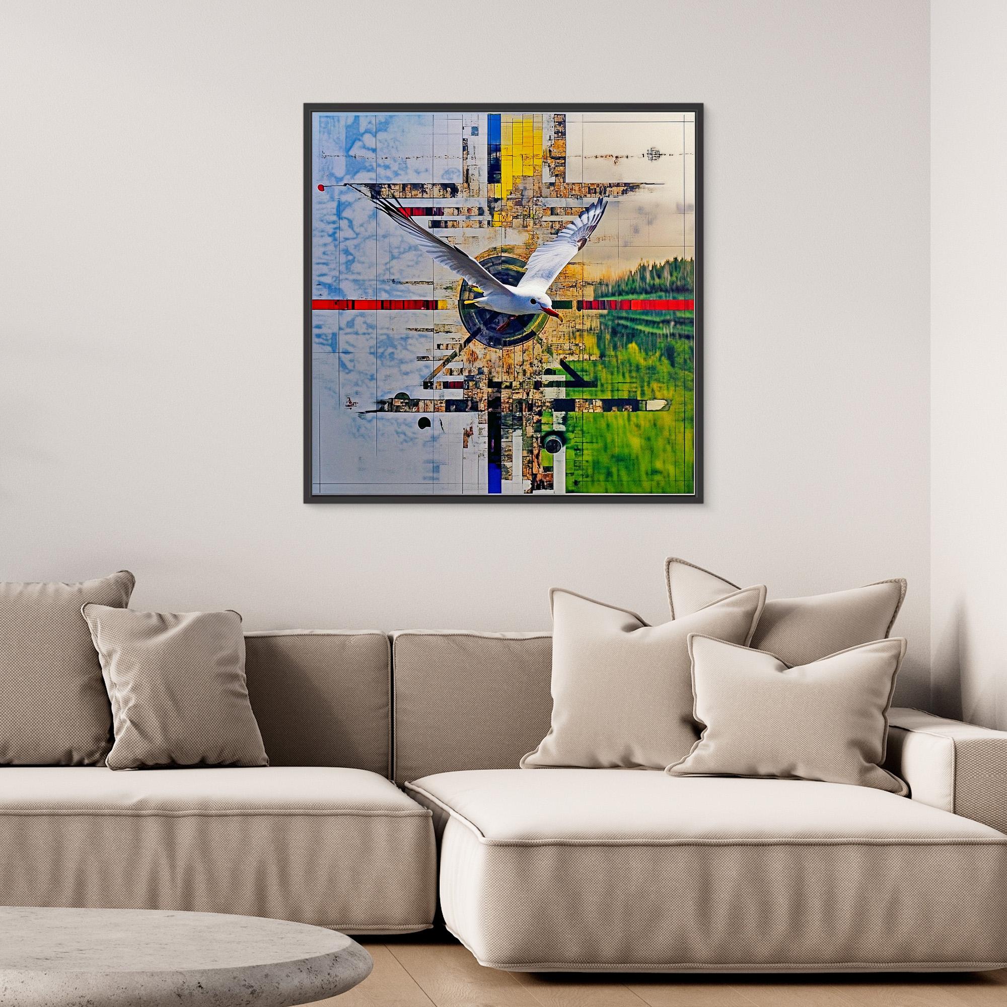 Canvas Print : Flight of Harmony - Abstract Geometric Nature Art modern abstract canvas wall art by Rossetti Art – luxury interior design artwork for living room, bedroom, office – Abstract Nature Art Contemporary Art for Sale Geometric Wall Art