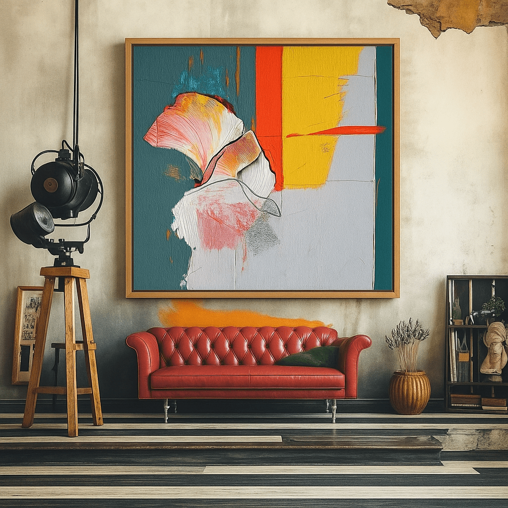 Canvas Print : Floral Harmony - Modern Abstract Botanical Art modern abstract canvas wall art by Rossetti Art – luxury interior design artwork for living room, bedroom, office – Abstract Botanical Art Contemporary Canvas Art Elegant Home Decor